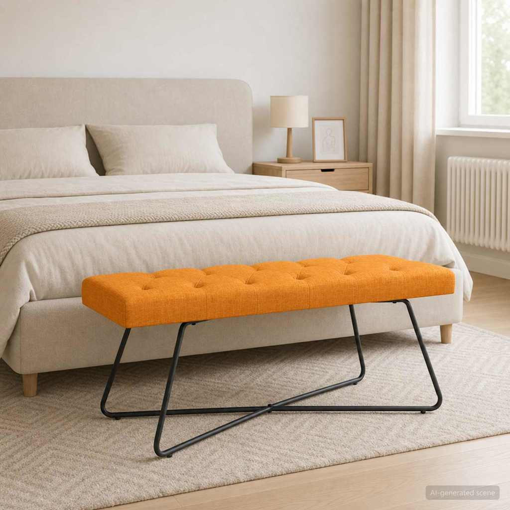 vidaXL Bank mit Knopfheftung Dunkelgelb 110 x 40 x 46 cm Stoff
