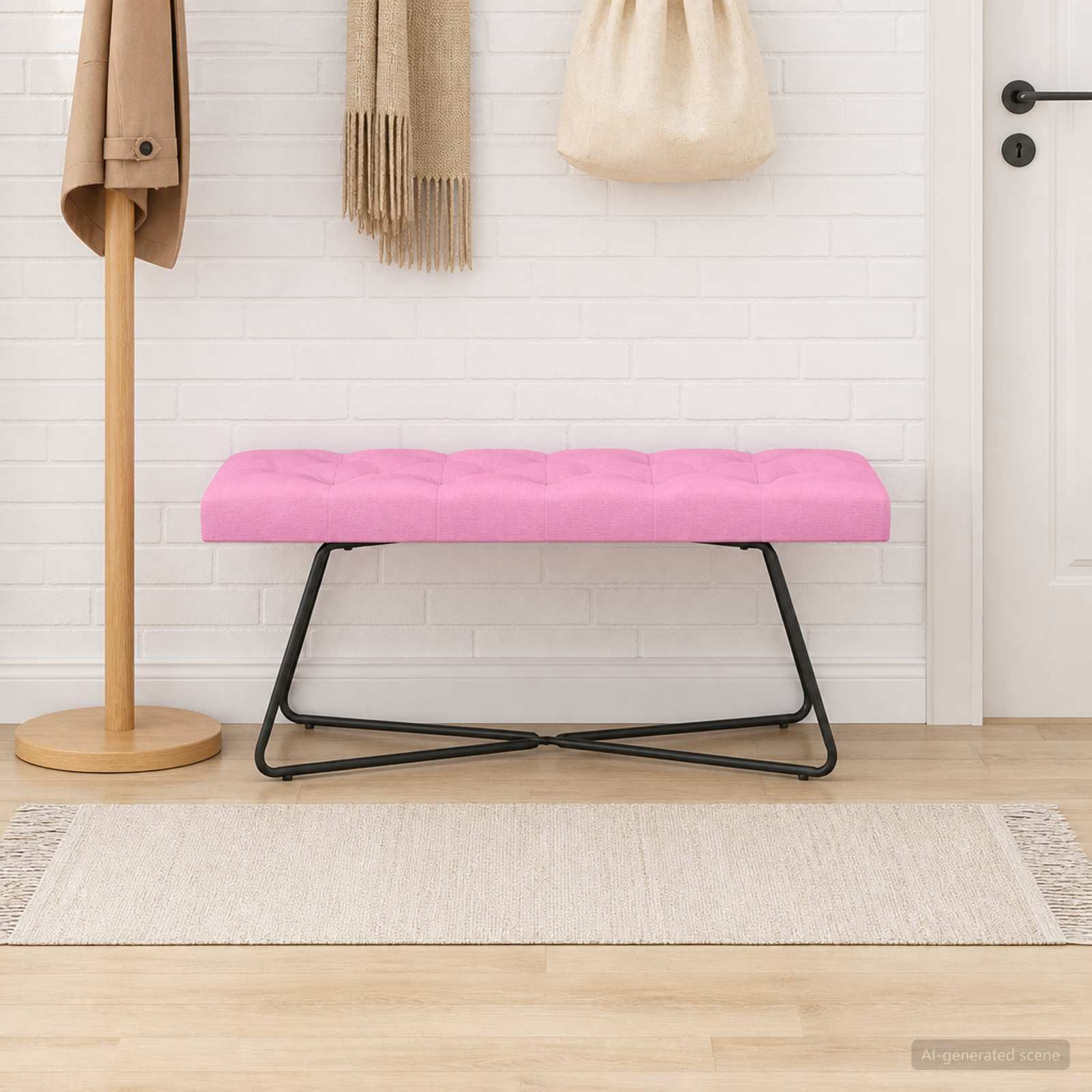 vidaXL Bank mit Knopfheftung Rosa 110 x 40 x 46 cm Stoff