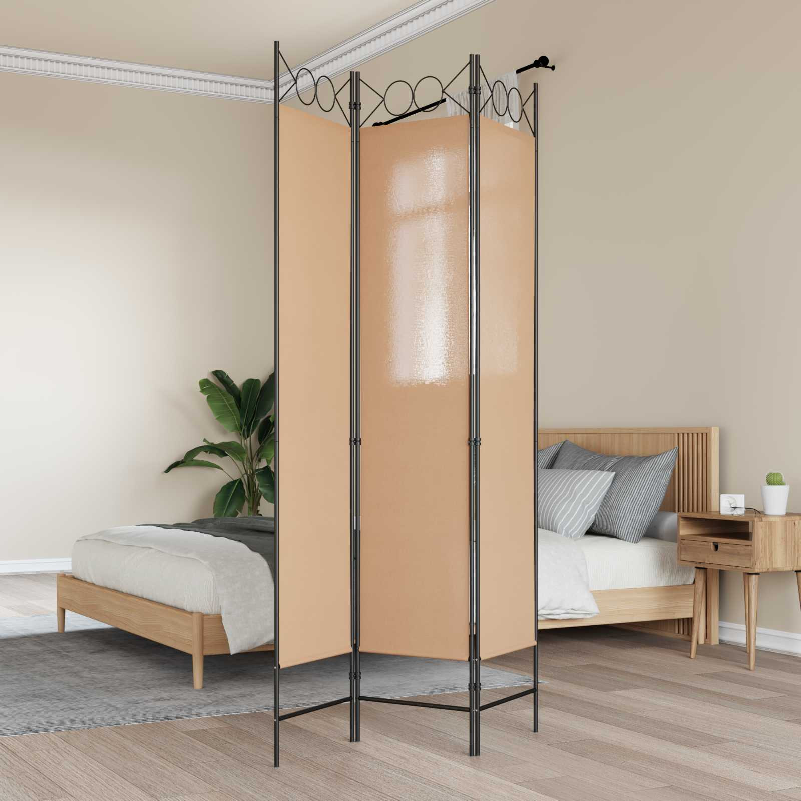 vidaXL 3-teiliger Raumteiler Beige 120 x 200 cm Stoff