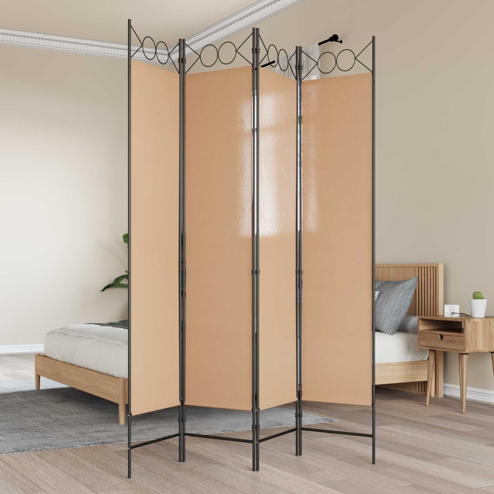 vidaXL 4-teiliger Raumteiler Beige 160 x 200 cm Stoff