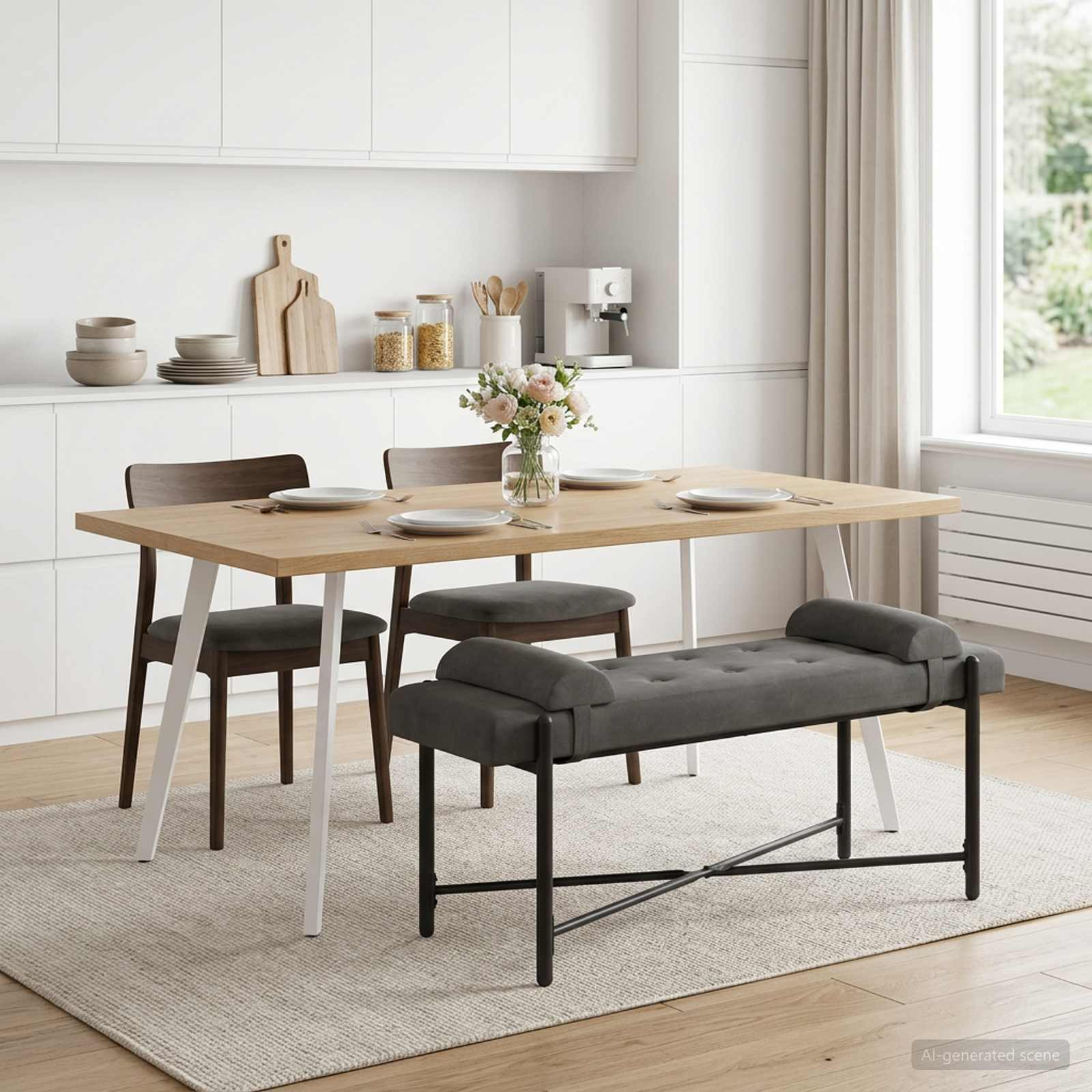 vidaXL Knopfgepolsterte Bank mit Kissen Dunkelgrau 110 x 40 x 46 cm