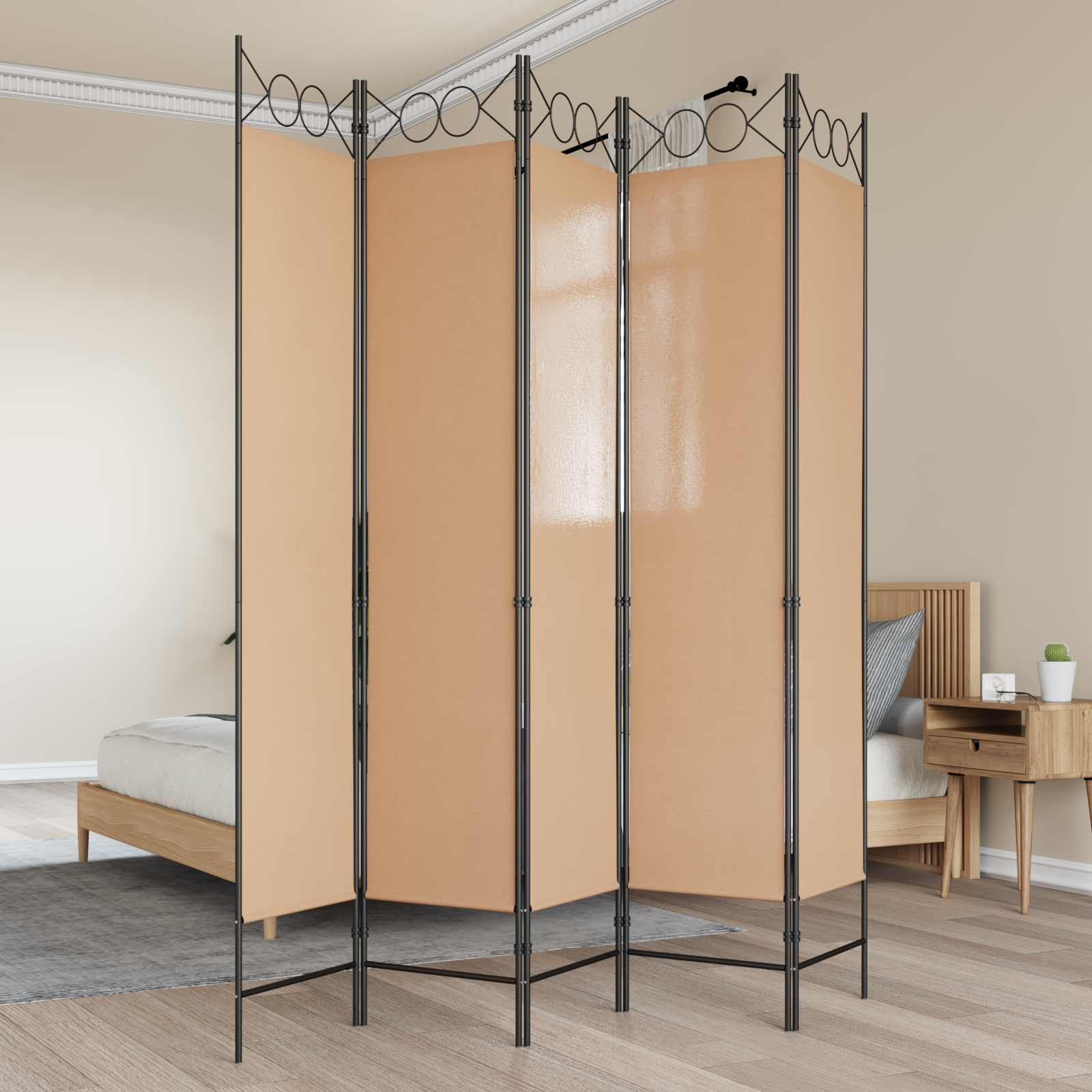 vidaXL 5-teiliger Raumteiler Beige 200 x 200 cm Stoff
