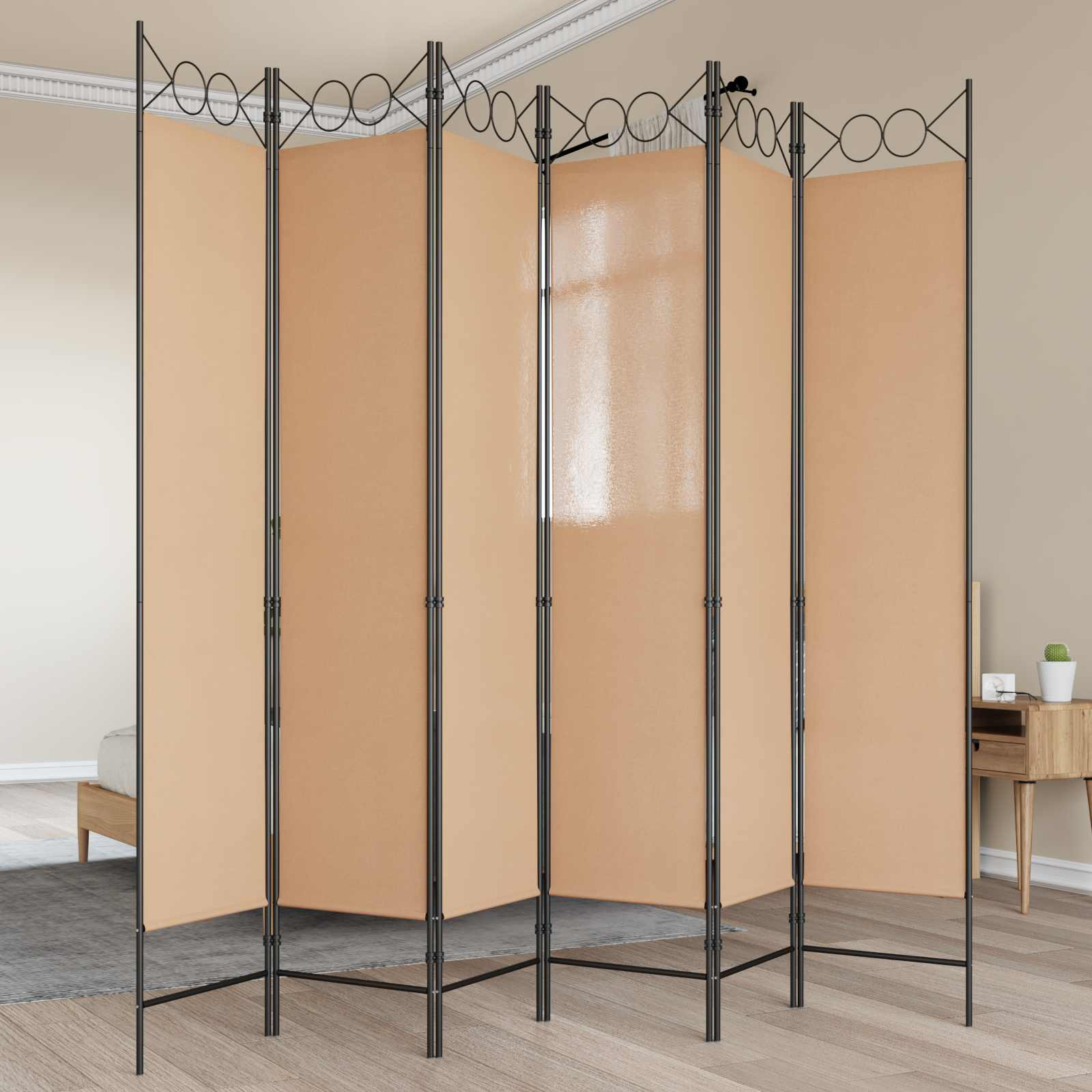 vidaXL 6-teiliger Raumtrenner Beige 240 x 200 cm Stoff