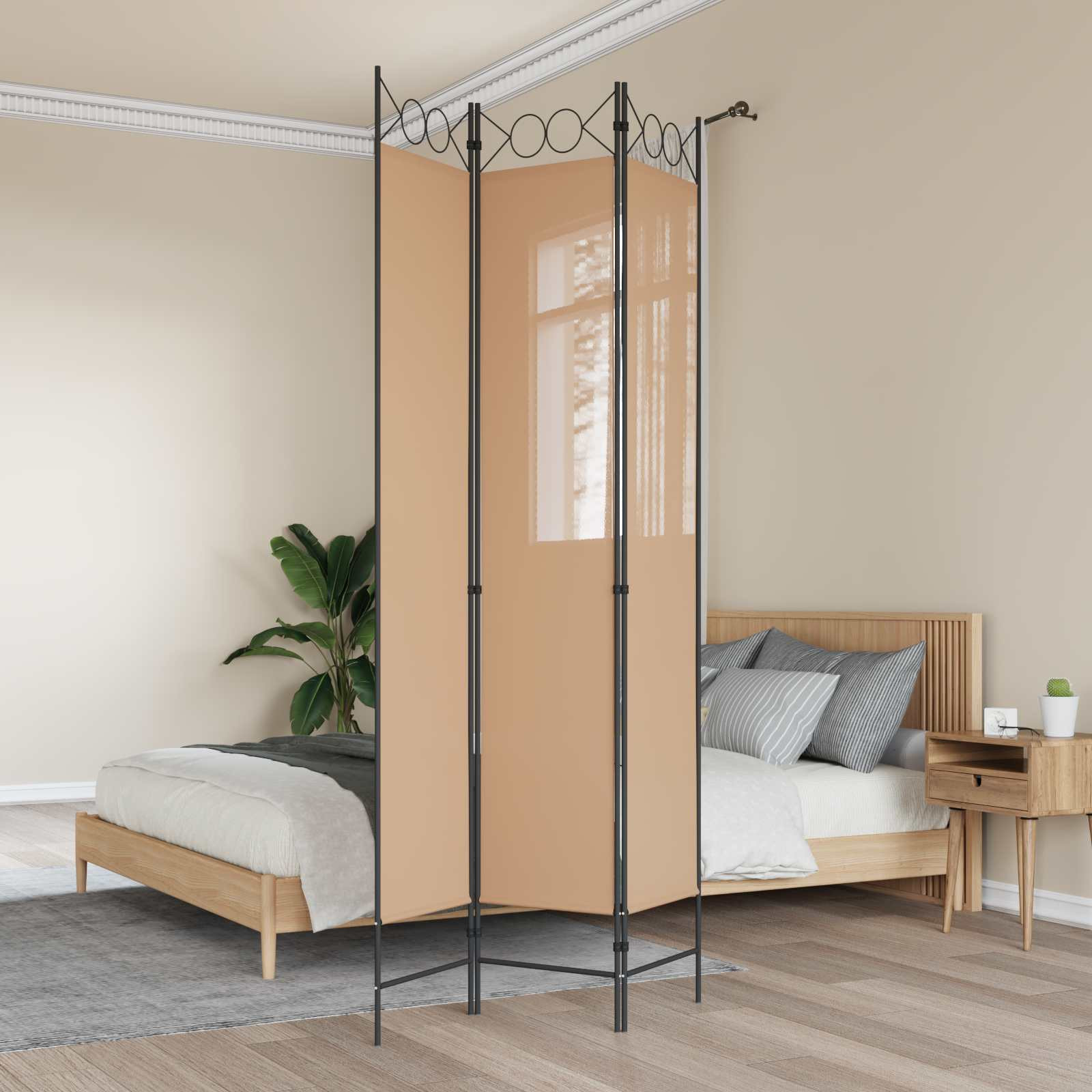 vidaXL 3-teiliger Raumteiler Beige 120 x 220 cm Stoff