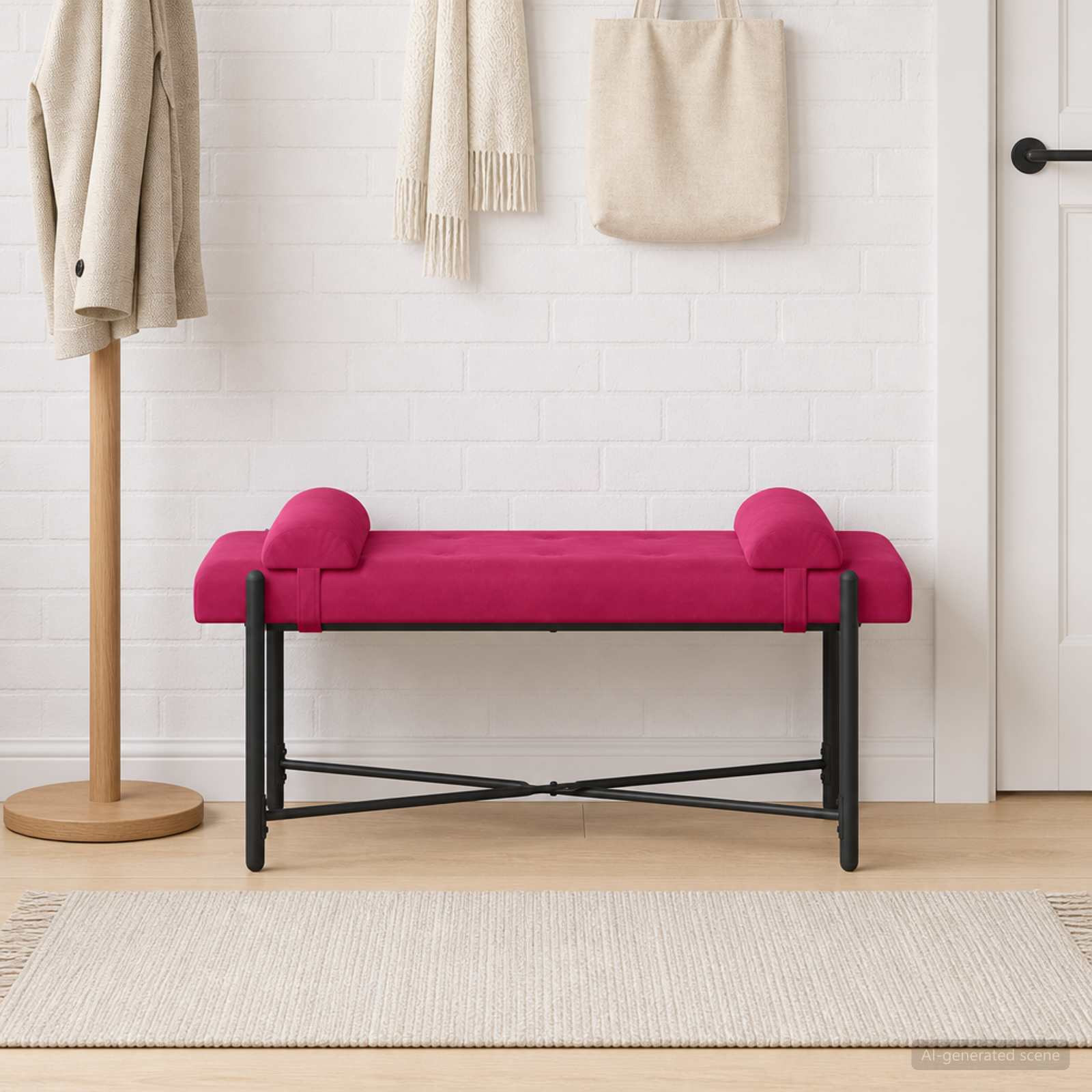 vidaXL Knopfgepolsterte Bank mit Kissen Weinrot 110 x 40 x 46 cm Samt