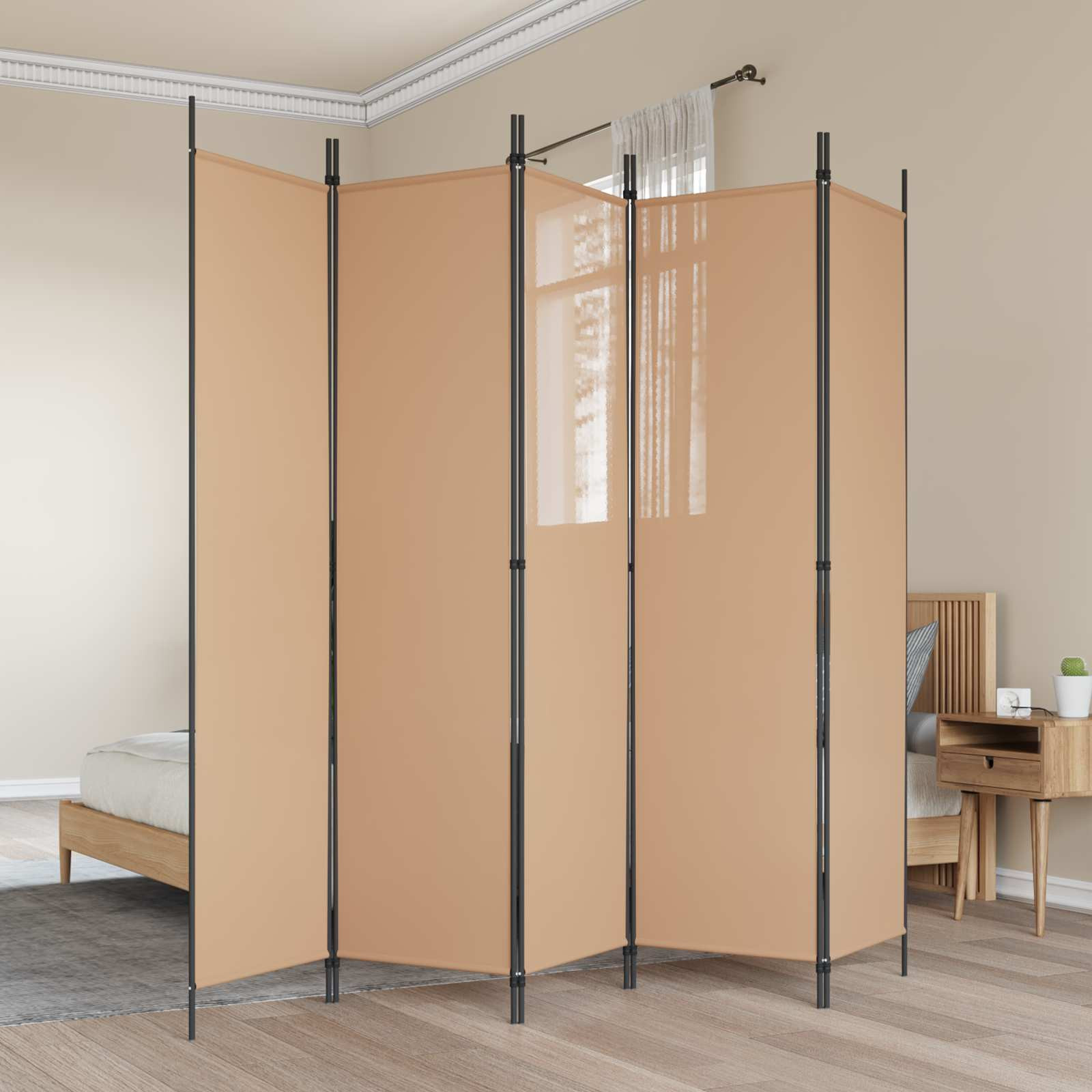 vidaXL 5-teiliger Raumteiler Beige 250 x 200 cm Stoff