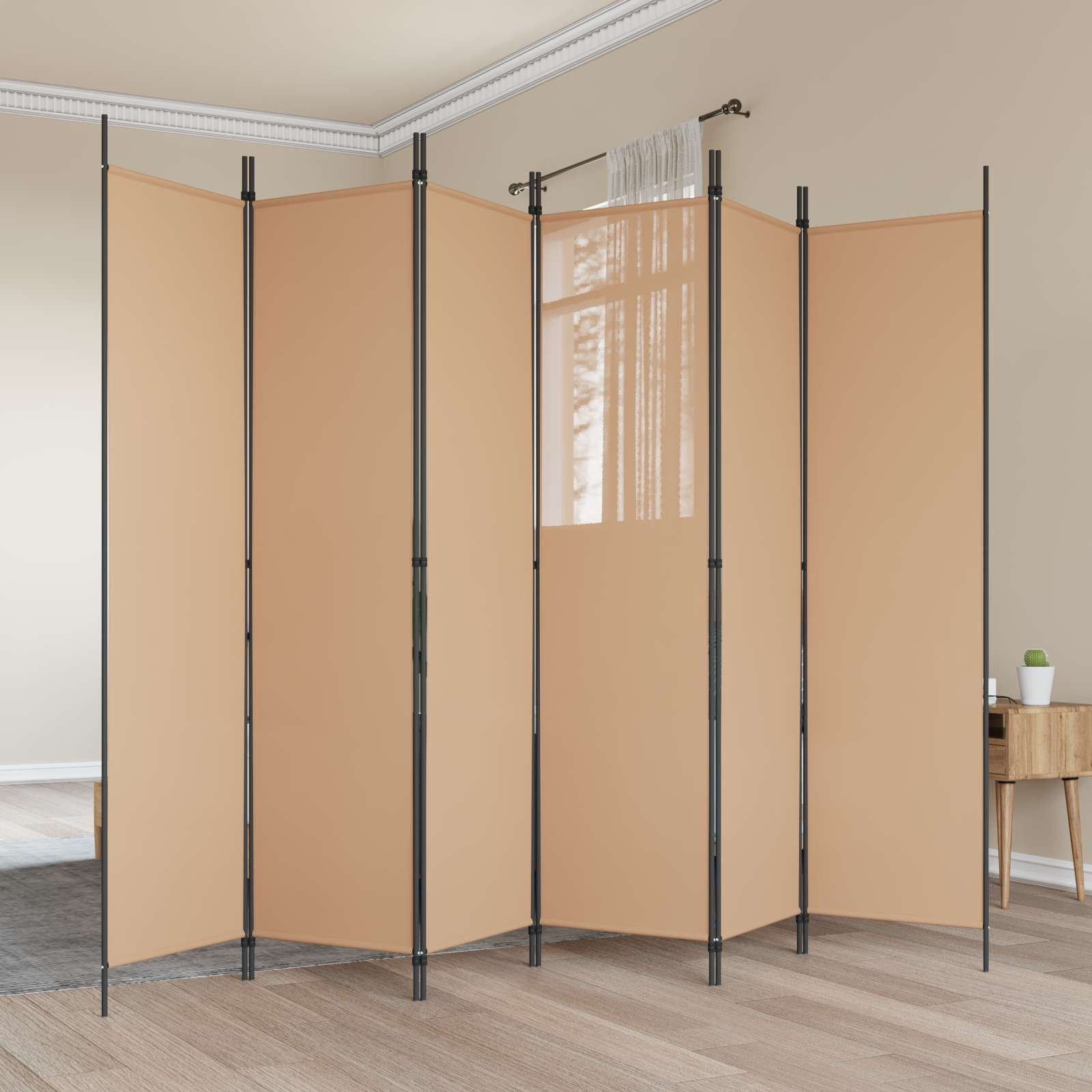 vidaXL 6-teiliger Raumtrenner Beige 300 x 200 cm Stoff
