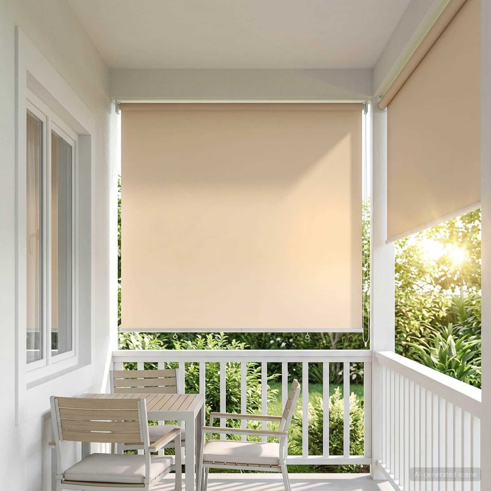 vidaXL Außen-Rollos mit UV-Schutz Beige 125 x 140 cm (B x H) Polyester