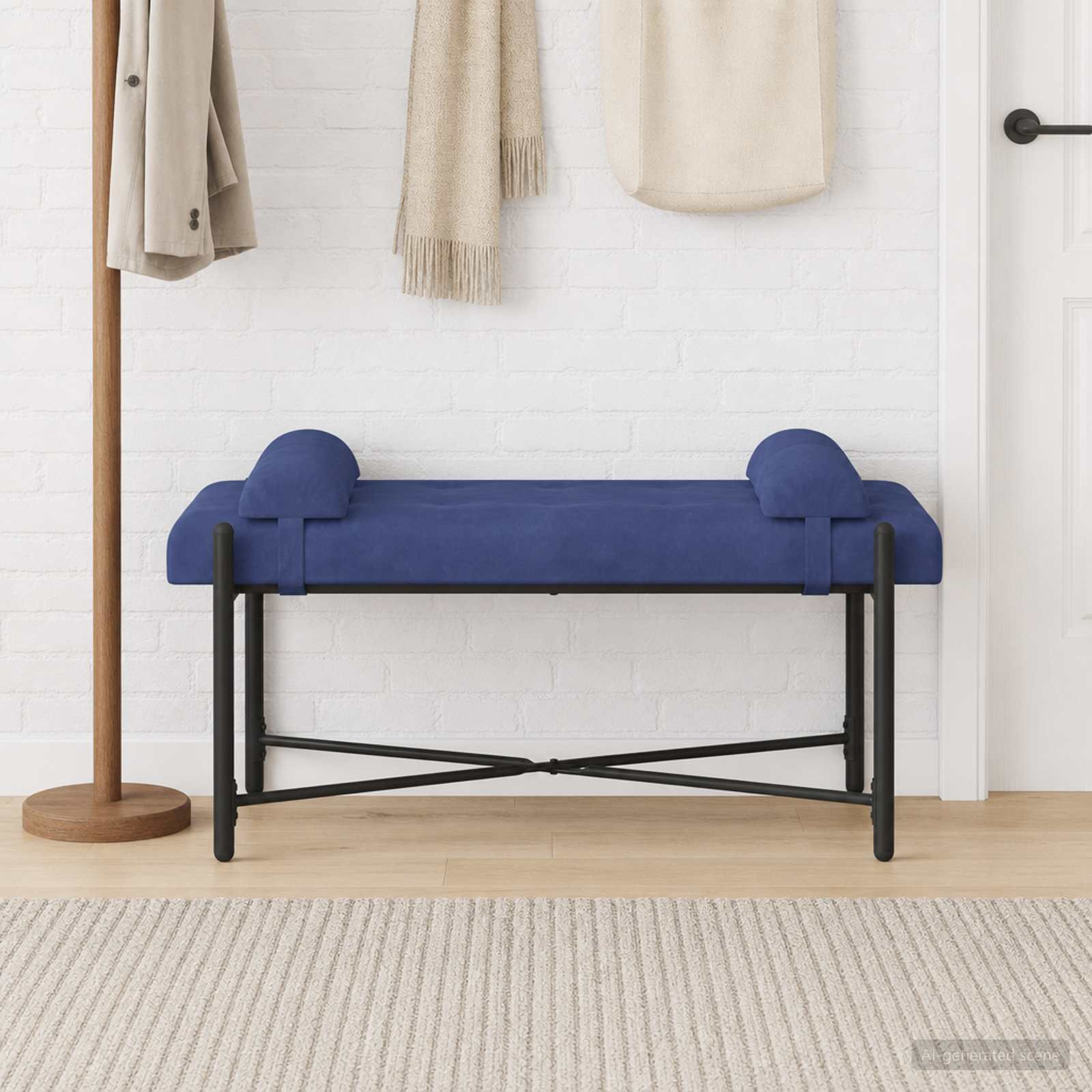 vidaXL Knopfgepolsterte Bank mit Kissen Polizeiblau 110 x 40 x 46 cm