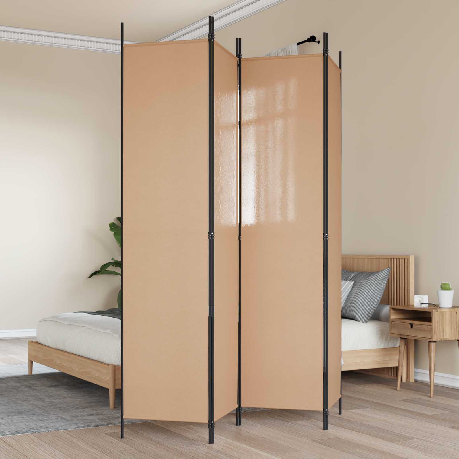 vidaXL 4-teiliger Raumteiler Beige 200 x 220 cm Stoff