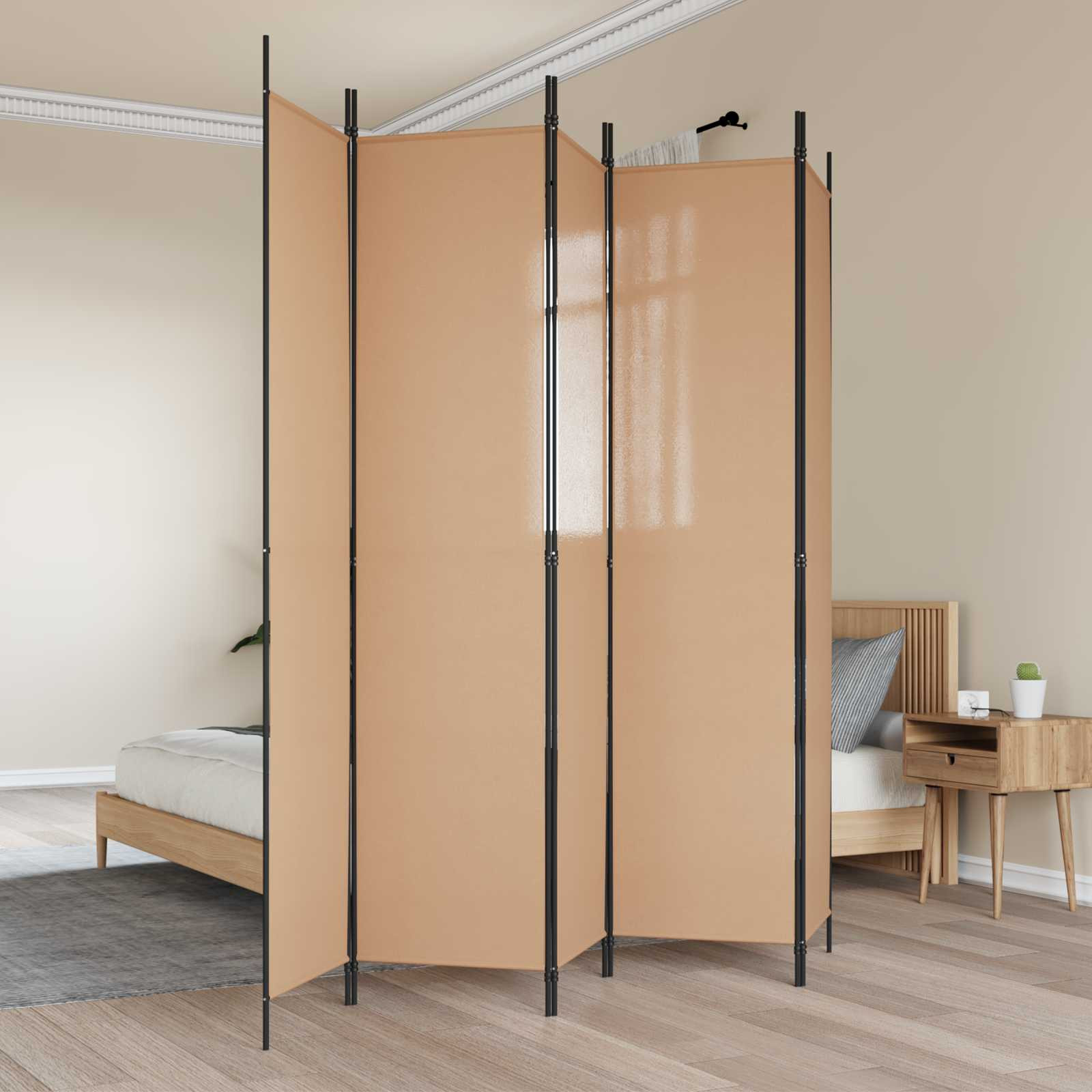 vidaXL 5-teiliger Raumteiler Beige 250 x 220 cm Stoff