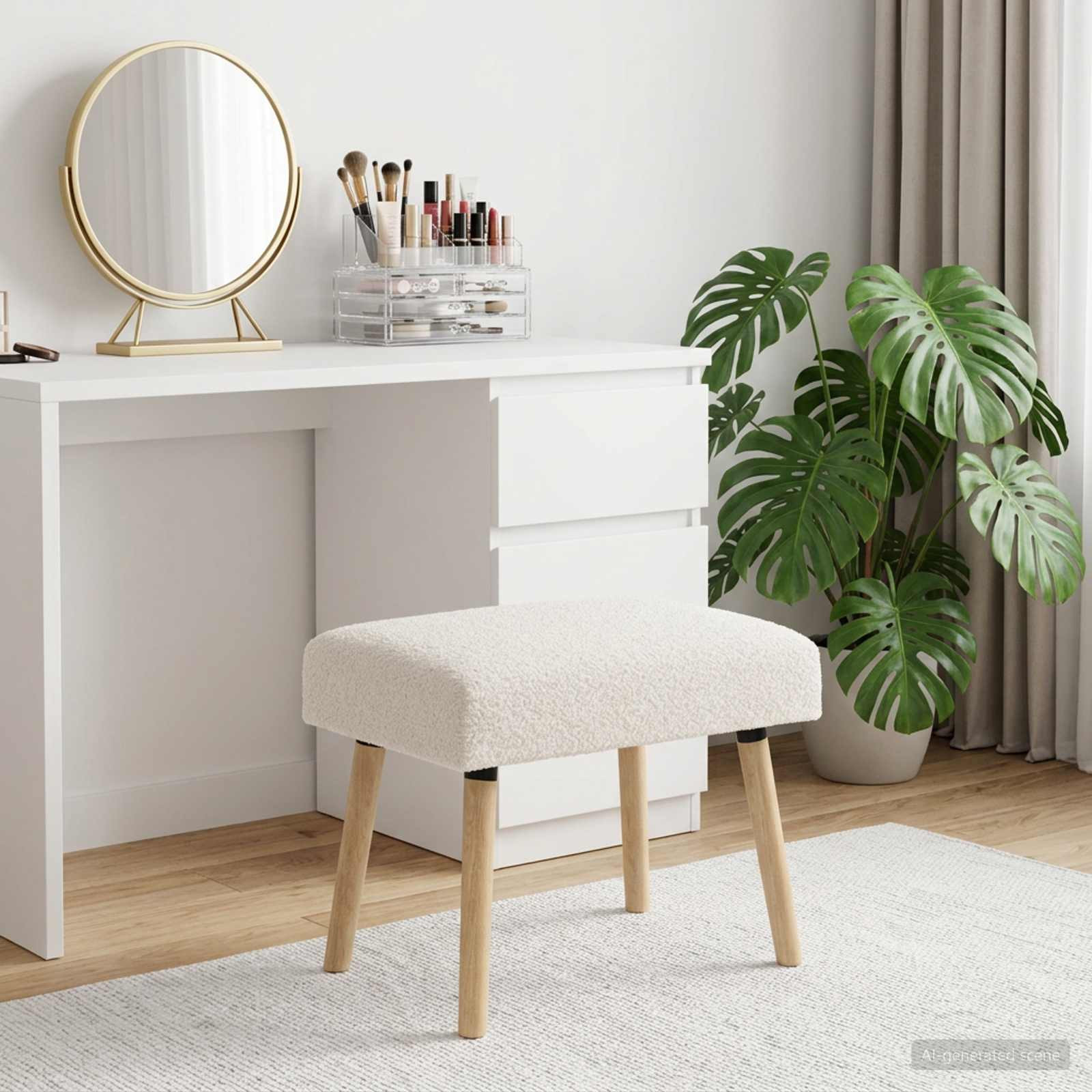 vidaXL Bank Uni Creme 60 x 40 x 45 cm Bouclé