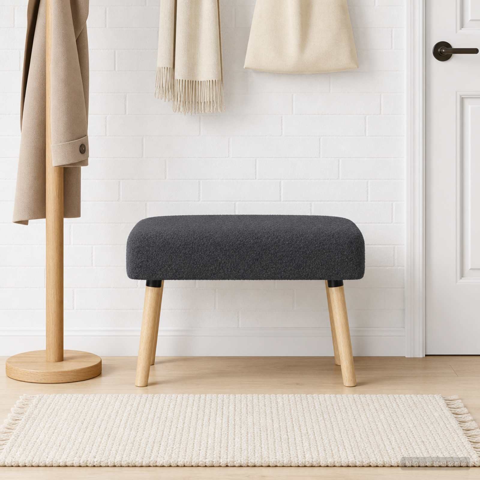 vidaXL Bank Uni Dunkelgrau 60 x 40 x 45 cm Bouclé
