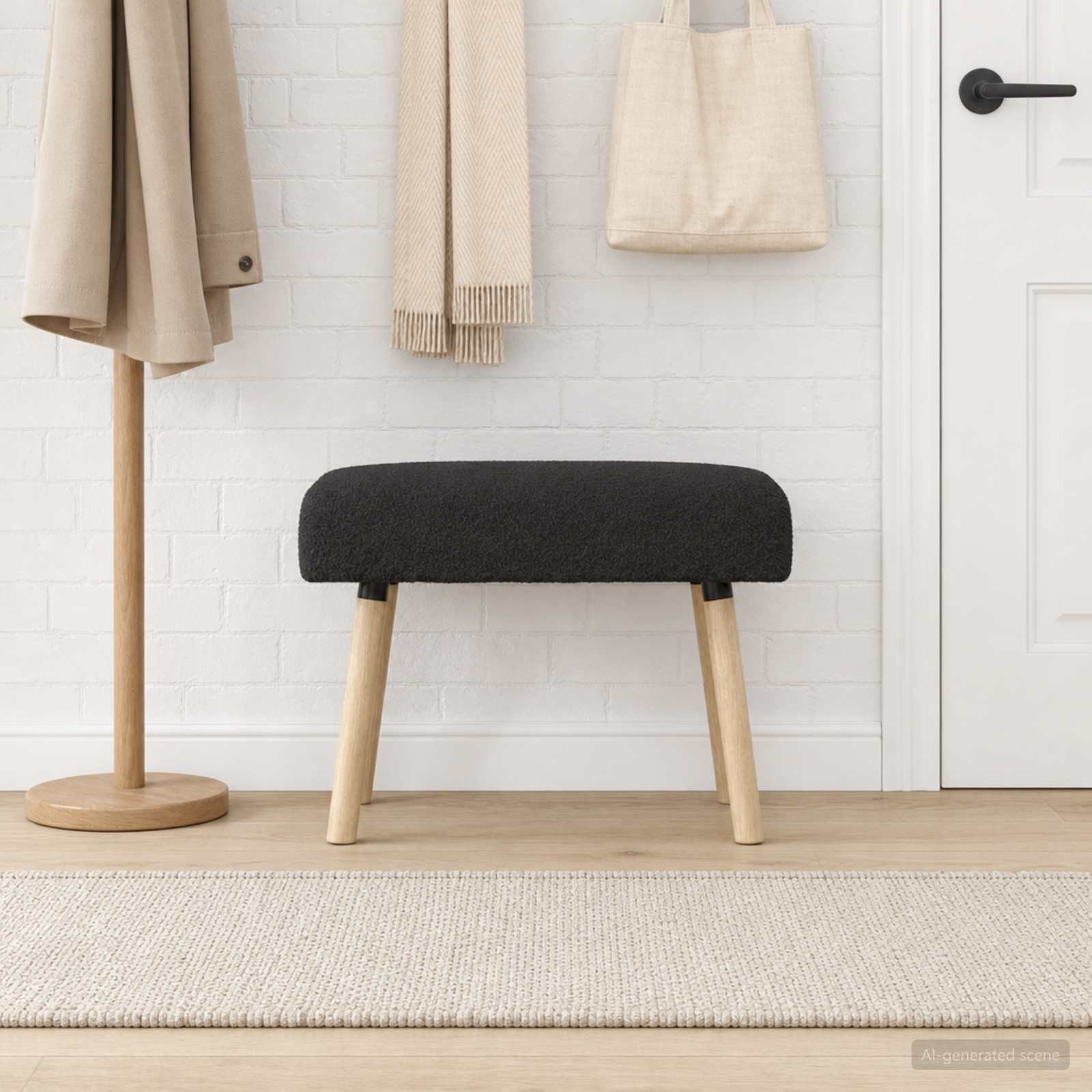 vidaXL Bank Uni Schwarz 60 x 40 x 45 cm Bouclé
