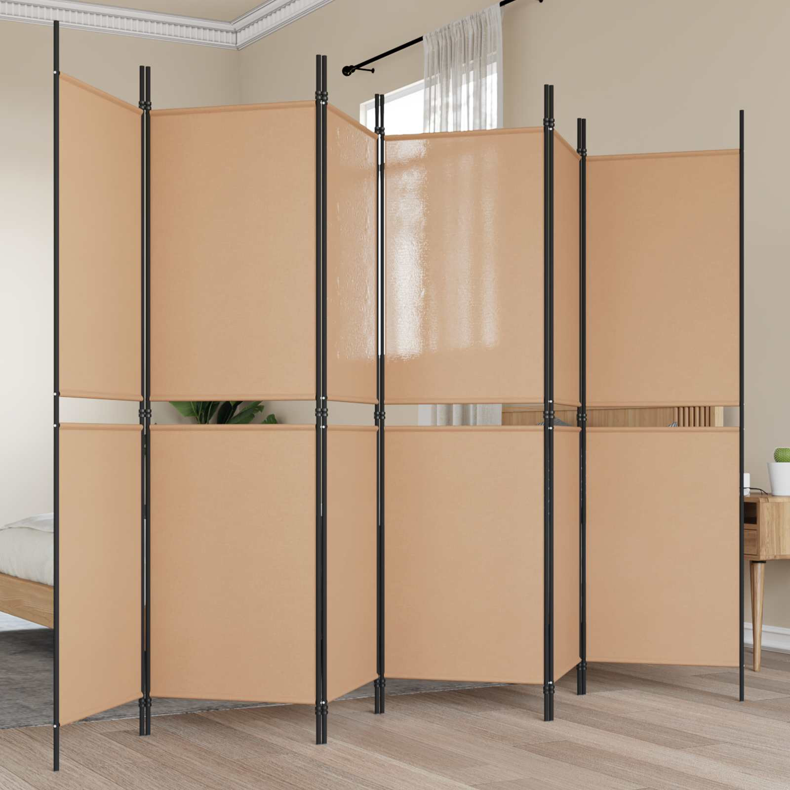 vidaXL 6-teiliger Raumtrenner Beige 300 x 180 cm Stoff