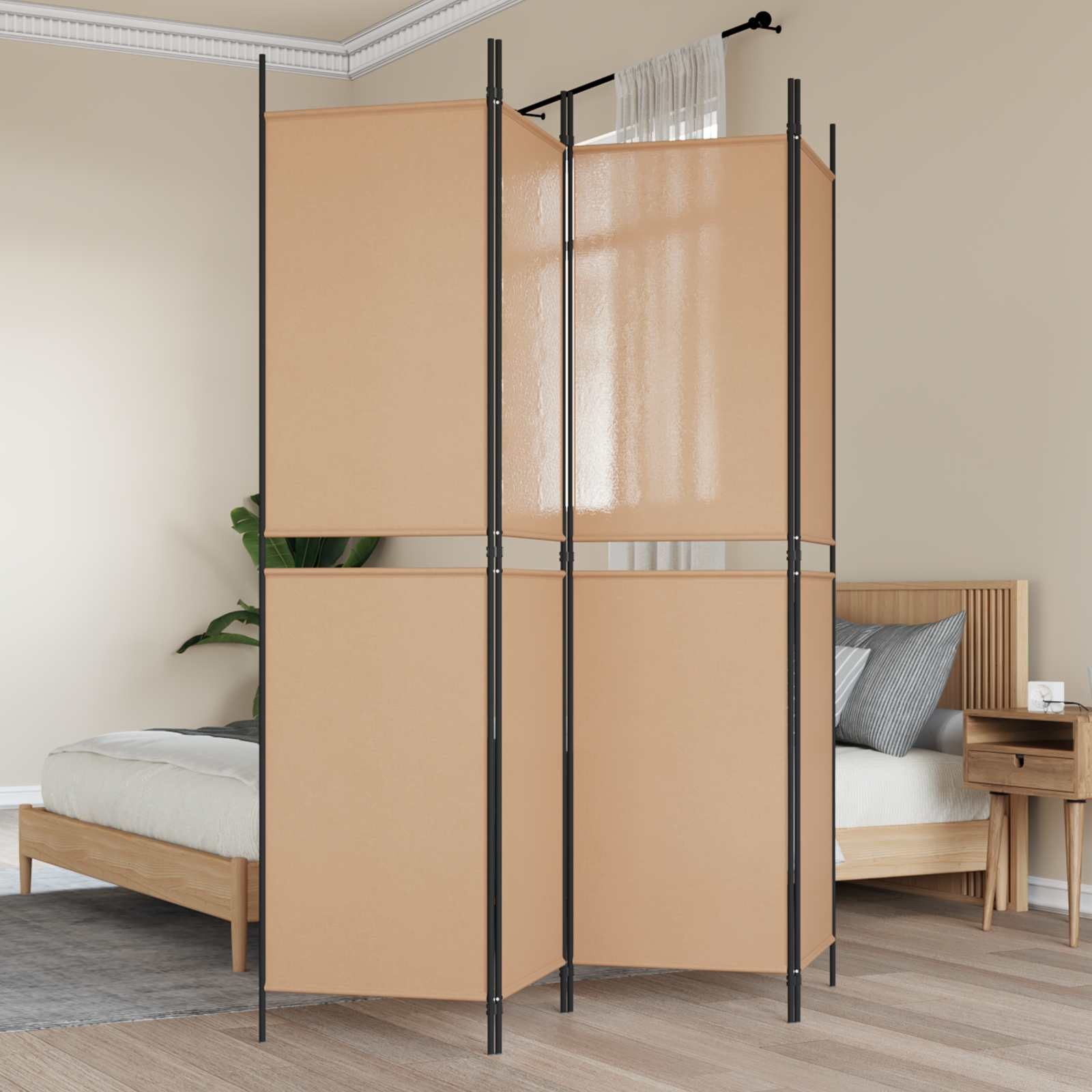 vidaXL 4-teiliger Raumteiler Beige 200 x 200 cm Stoff