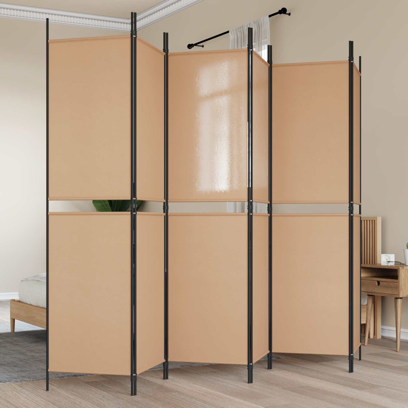 vidaXL 6-teiliger Raumtrenner Beige 300 x 200 cm Stoff