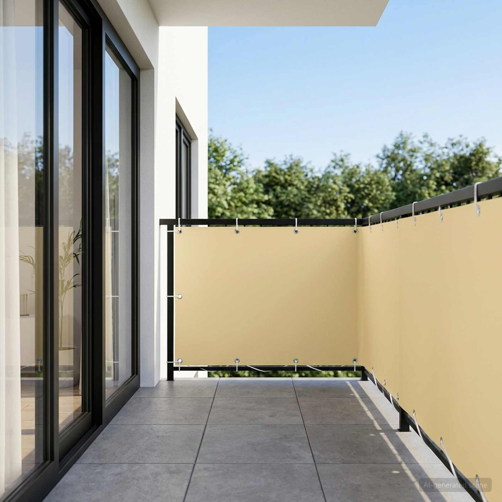 vidaXL Balkon Sichtschutz 1,2 x 15 m Stoff mit PU-Beschichtung Beige