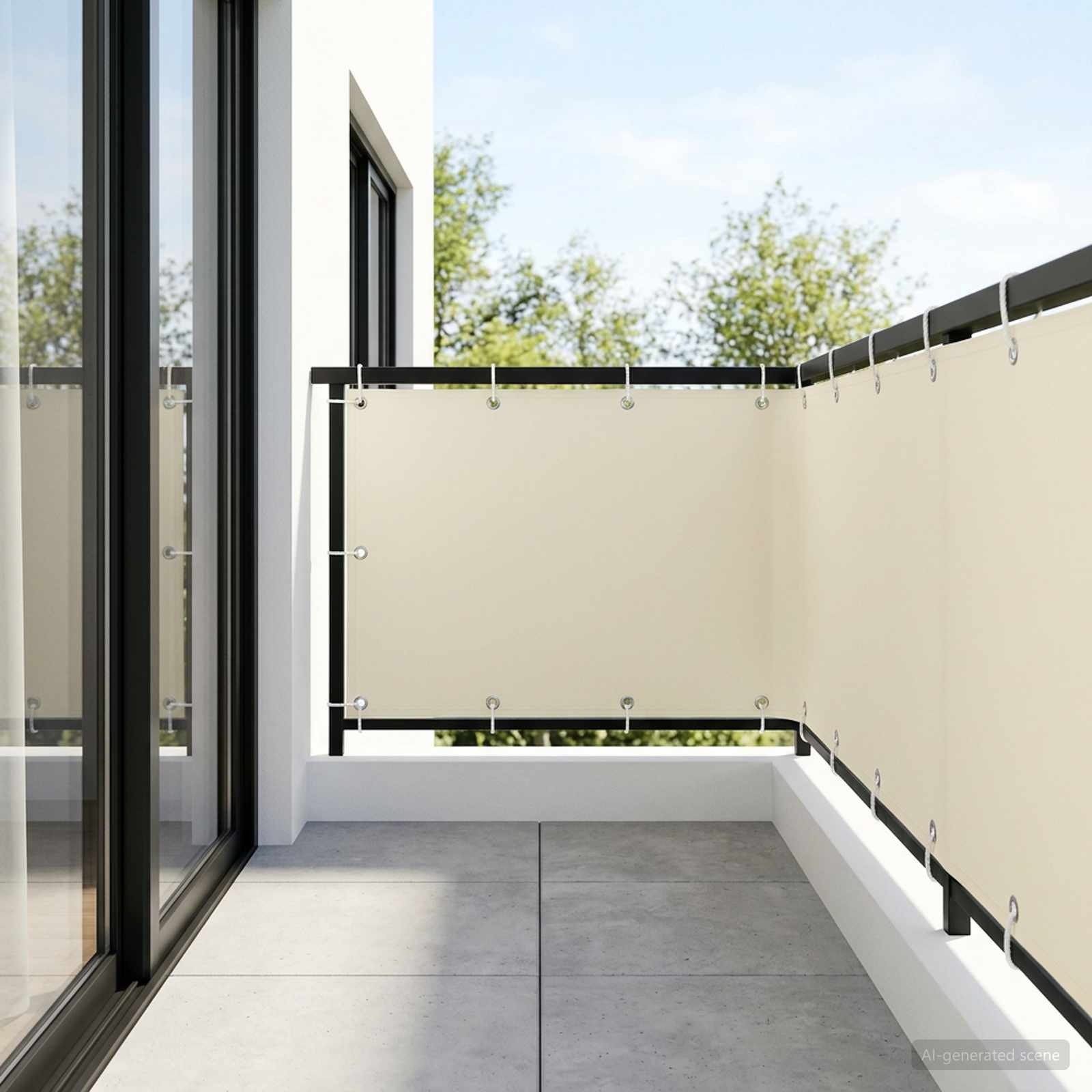 vidaXL Balkon Sichtschutz 1,2 x 15 m Stoff mit PU-Beschichtung Creme