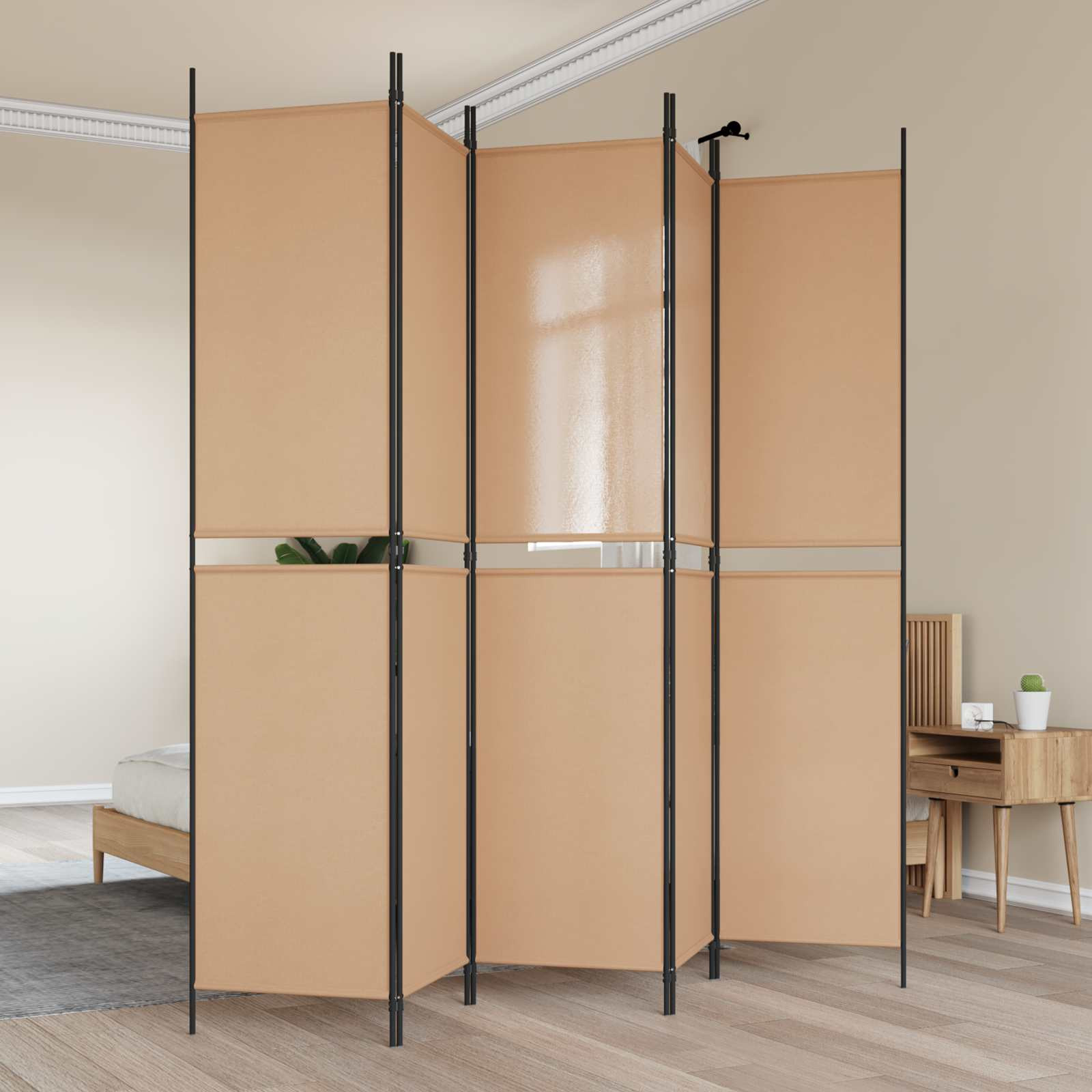 vidaXL 5-teiliger Raumteiler Beige 250 x 220 cm Stoff