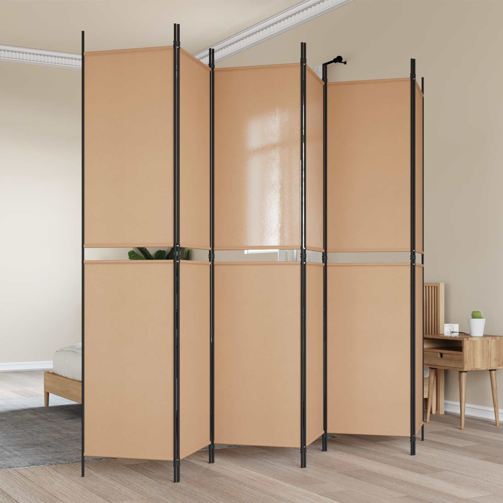 vidaXL 6-teiliger Raumtrenner Beige 300 x 220 cm Stoff
