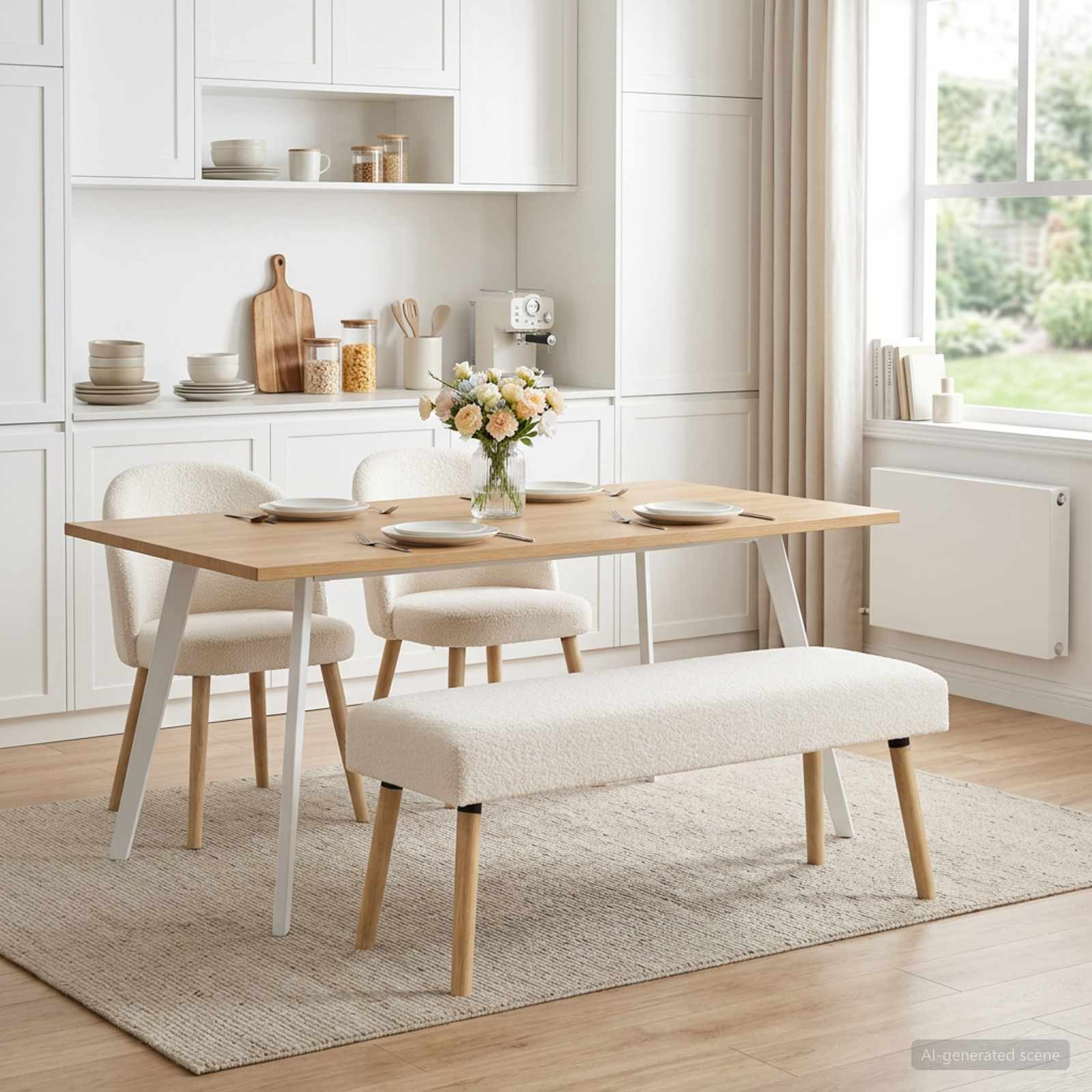 vidaXL Bank Uni Creme 110 x 40 x 46 cm Bouclé
