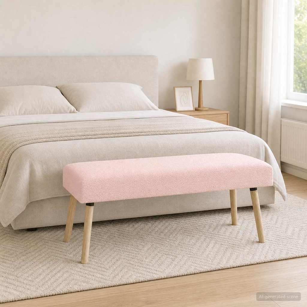vidaXL Bank Uni Rosa 110 x 40 x 46 cm Bouclé