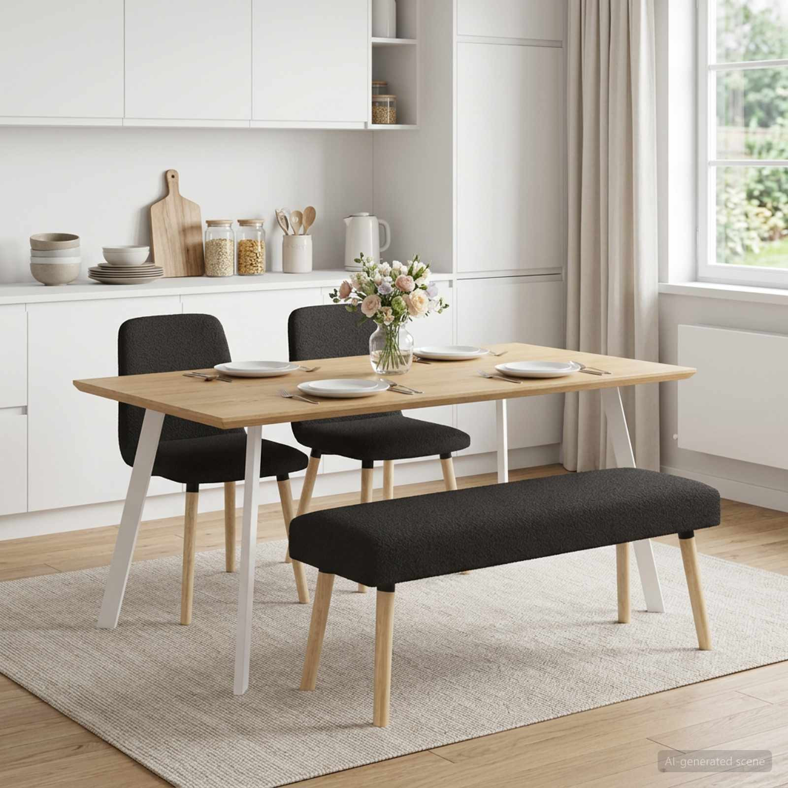 vidaXL Bank Uni Schwarz 110 x 40 x 46 cm Bouclé