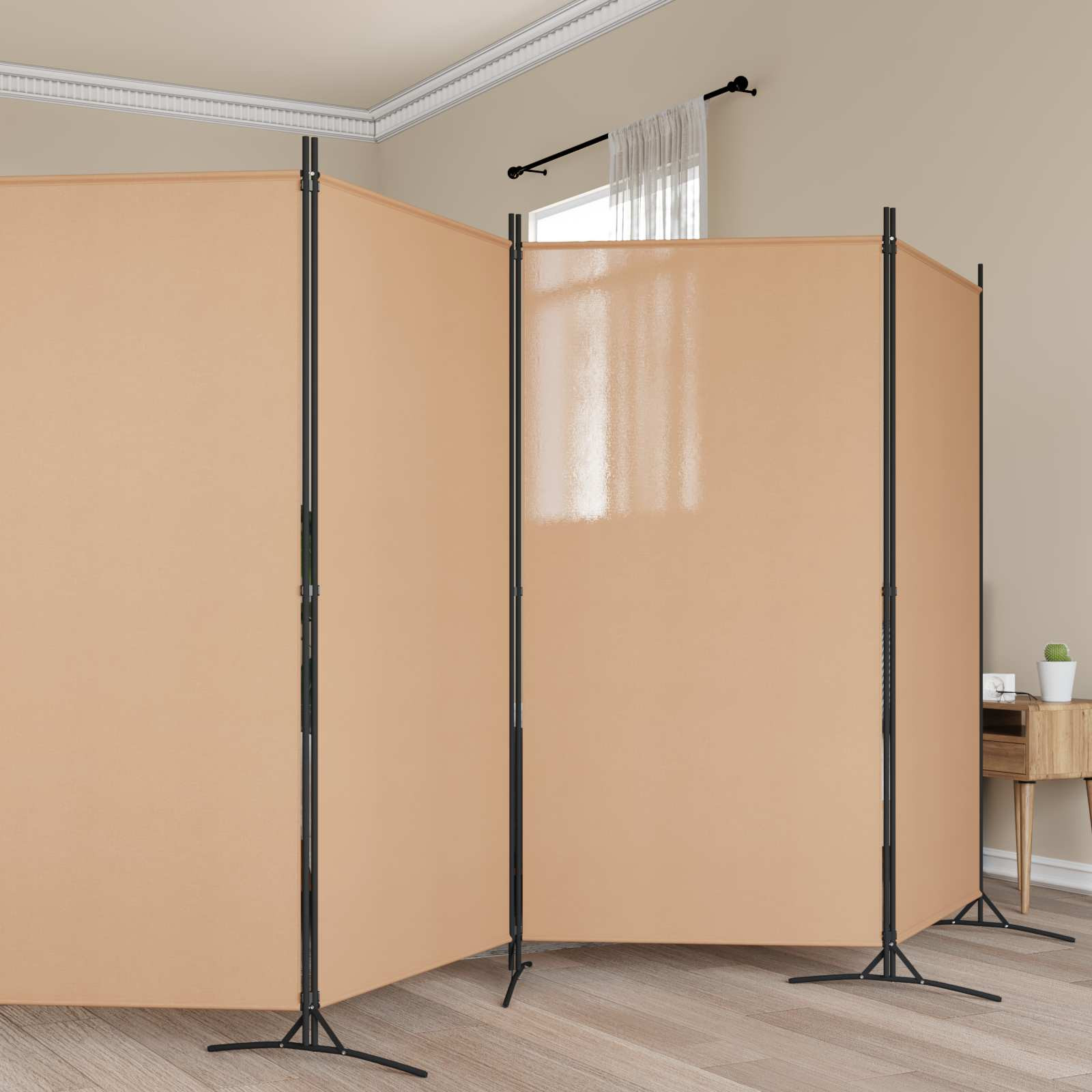 vidaXL 5-teiliger Raumteiler Beige 433 x 180 cm Stoff