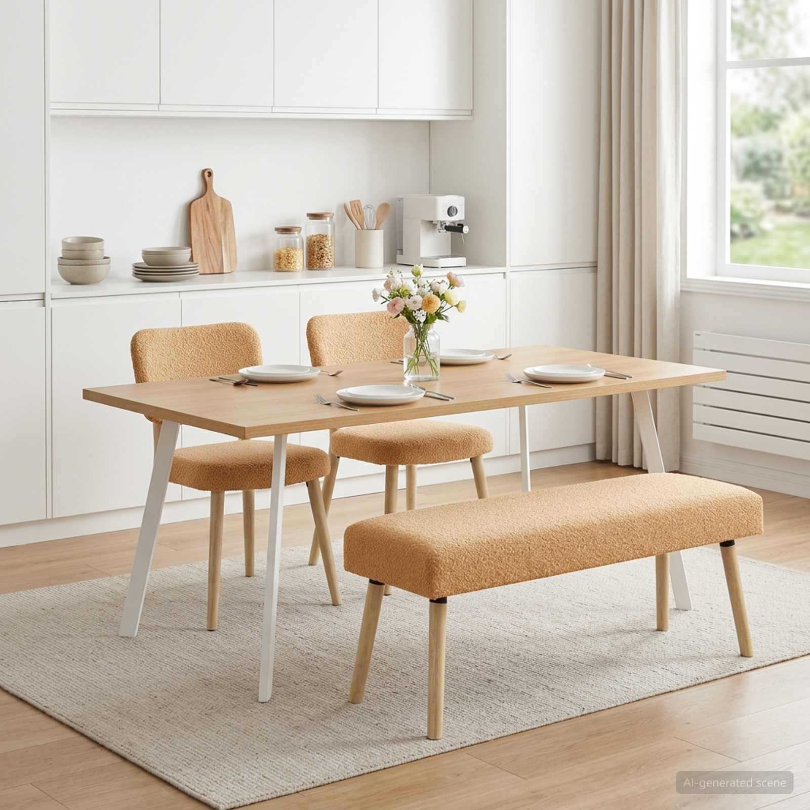 vidaXL Bank Uni Beige 110 x 40 x 46 cm Bouclé