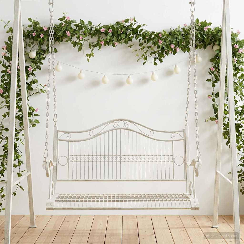 vidaXL Schaukelbank Stahl 115 x 61 x 63 cm Antik Weiß