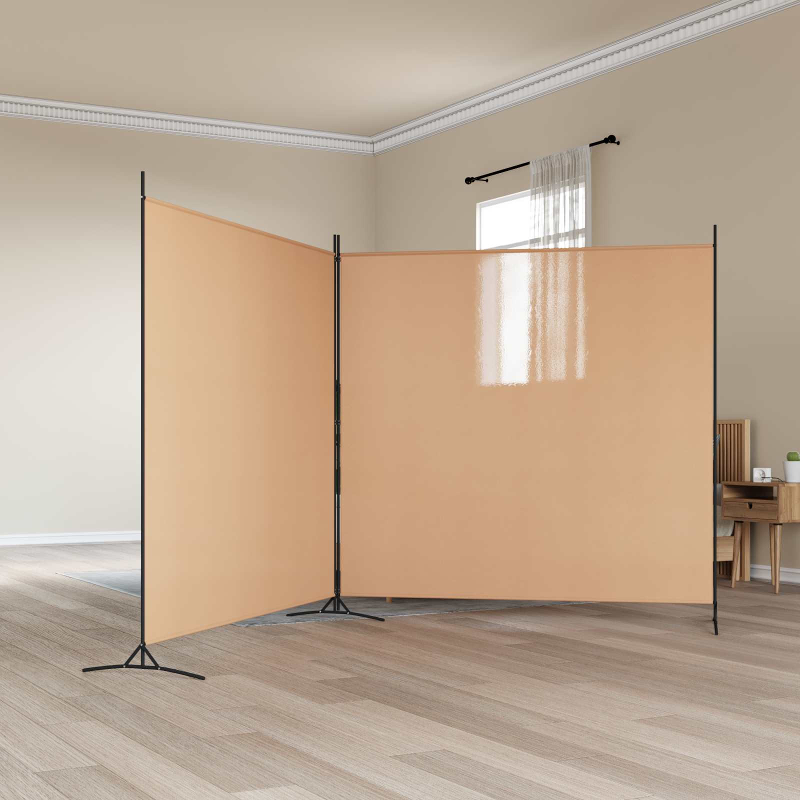 vidaXL 2-teiliger Raumteiler Beige 348 x 180 cm Stoff