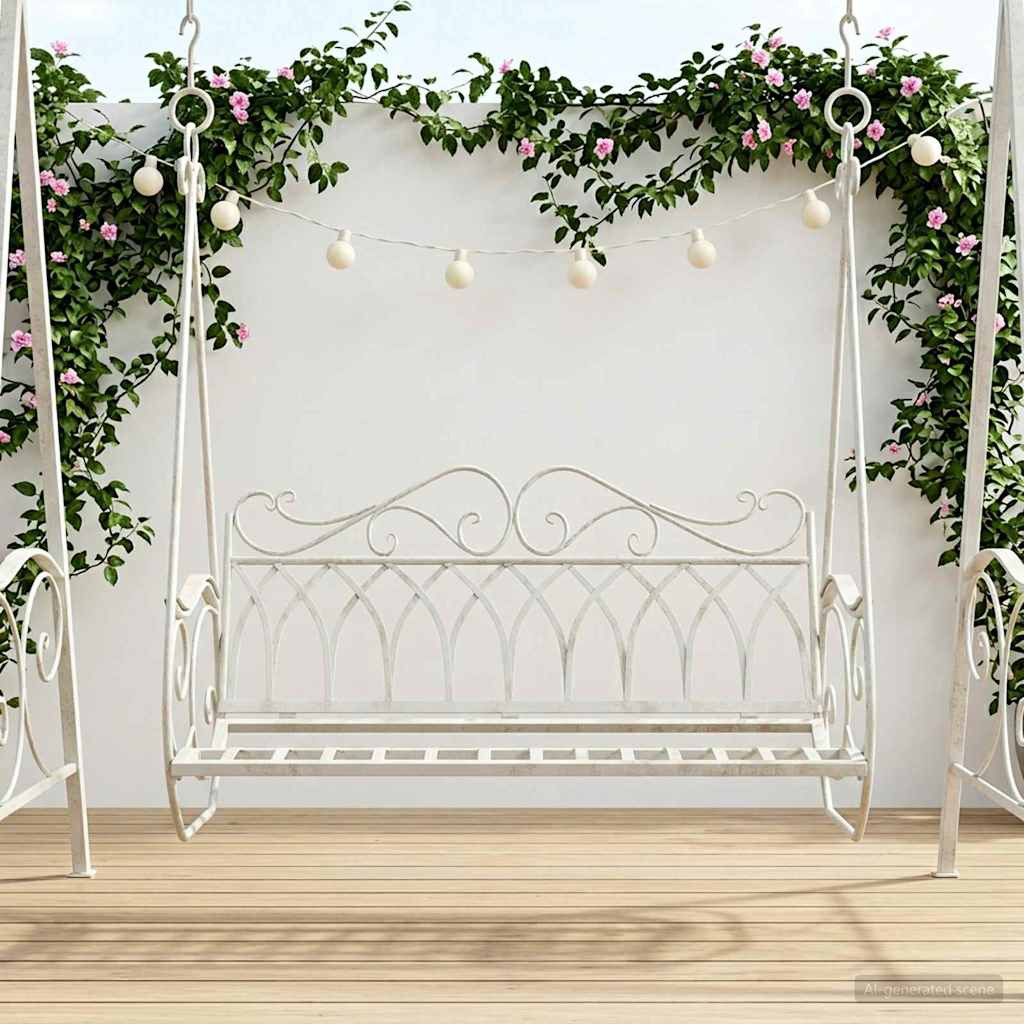 vidaXL Schaukelbank Stahl 112 x 60 x 126,5 cm Antik Weiß