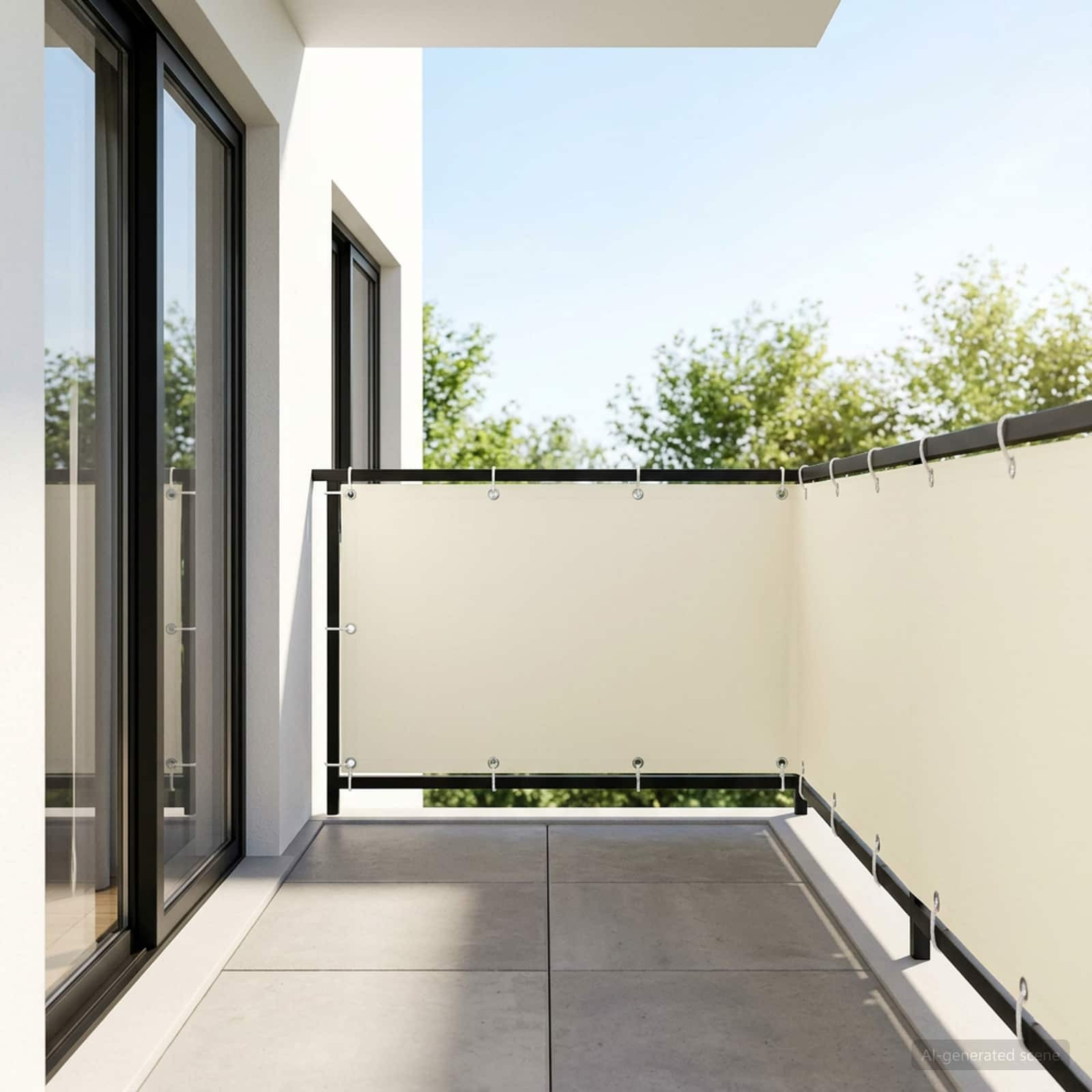 vidaXL Balkon Sichtschutz 1,2 x 25 m Stoff mit PU-Beschichtung Creme