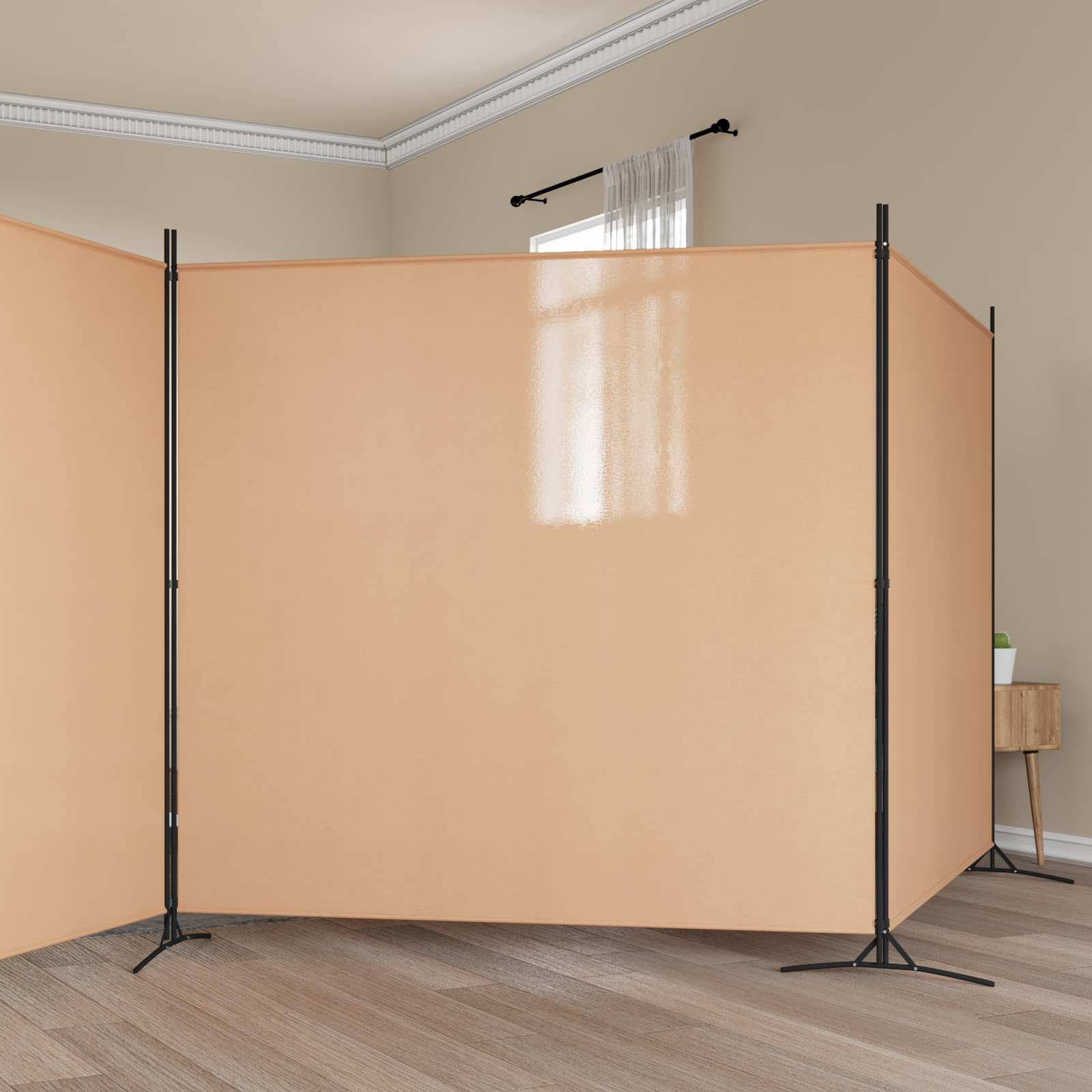 vidaXL 4-teiliger Raumteiler Beige 698 x 180 cm Stoff