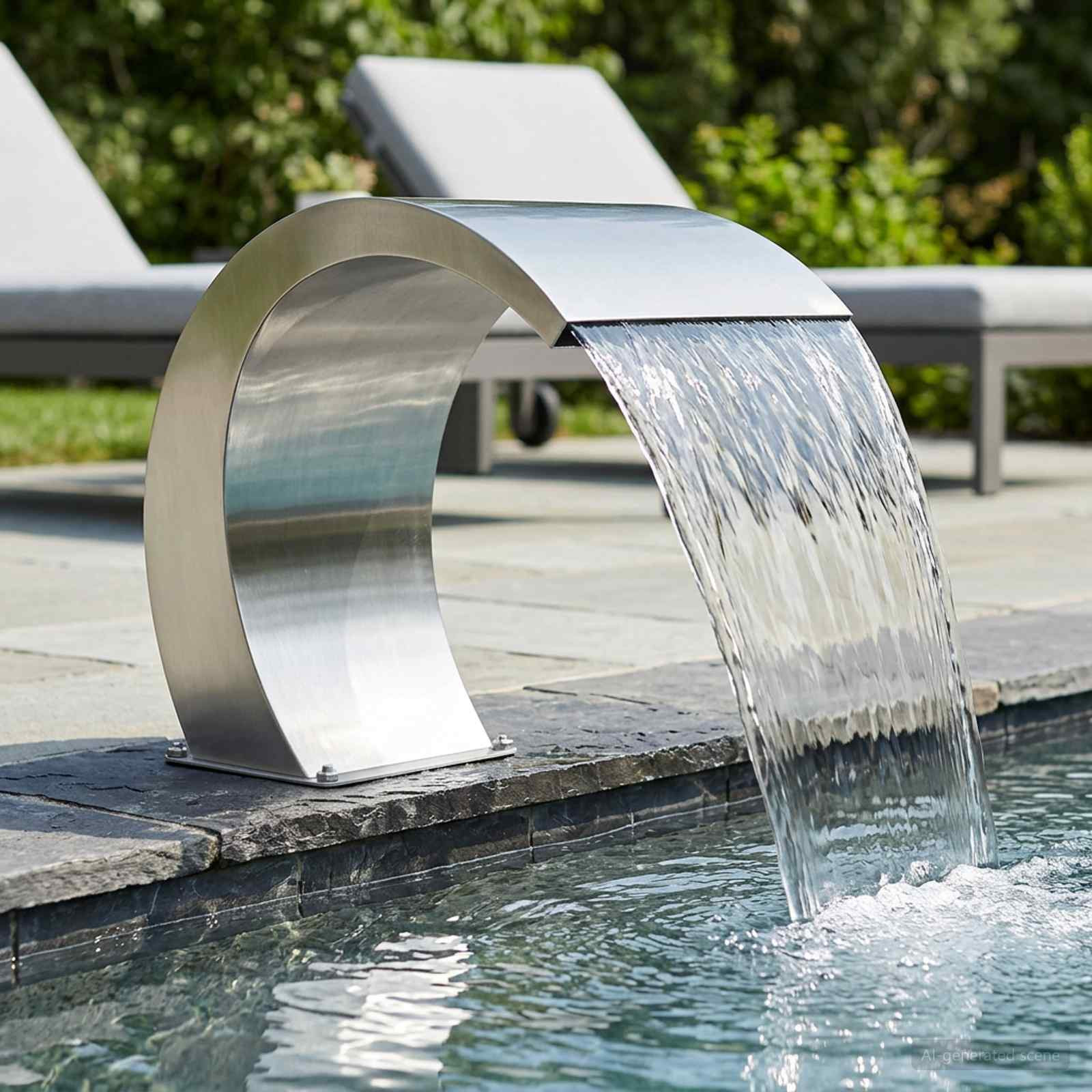 vidaXL Poolbrunnen Silber 61 x 30 x 71 cm Edelstahl