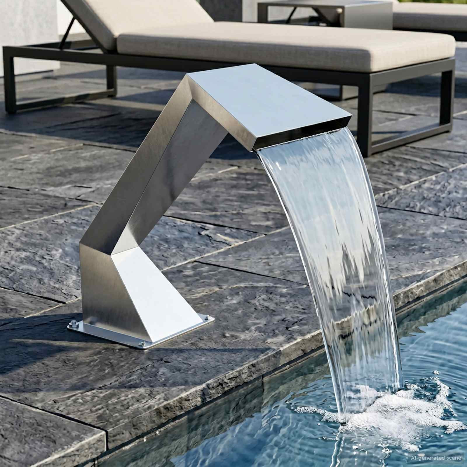 vidaXL Pool-Wasserfall Edelstahl 63,5 x 29 x 51 cm Silber