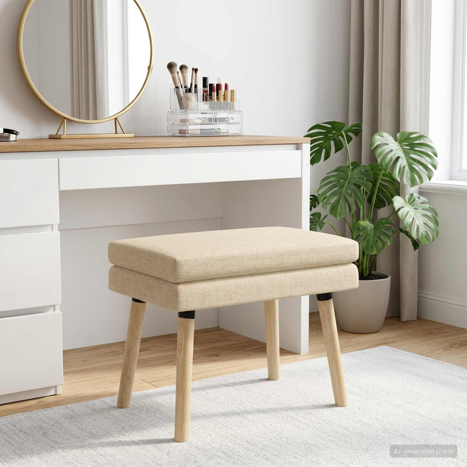 vidaXL Doppellagige Bank Creme 60 x 40 x 46 cm Stoff