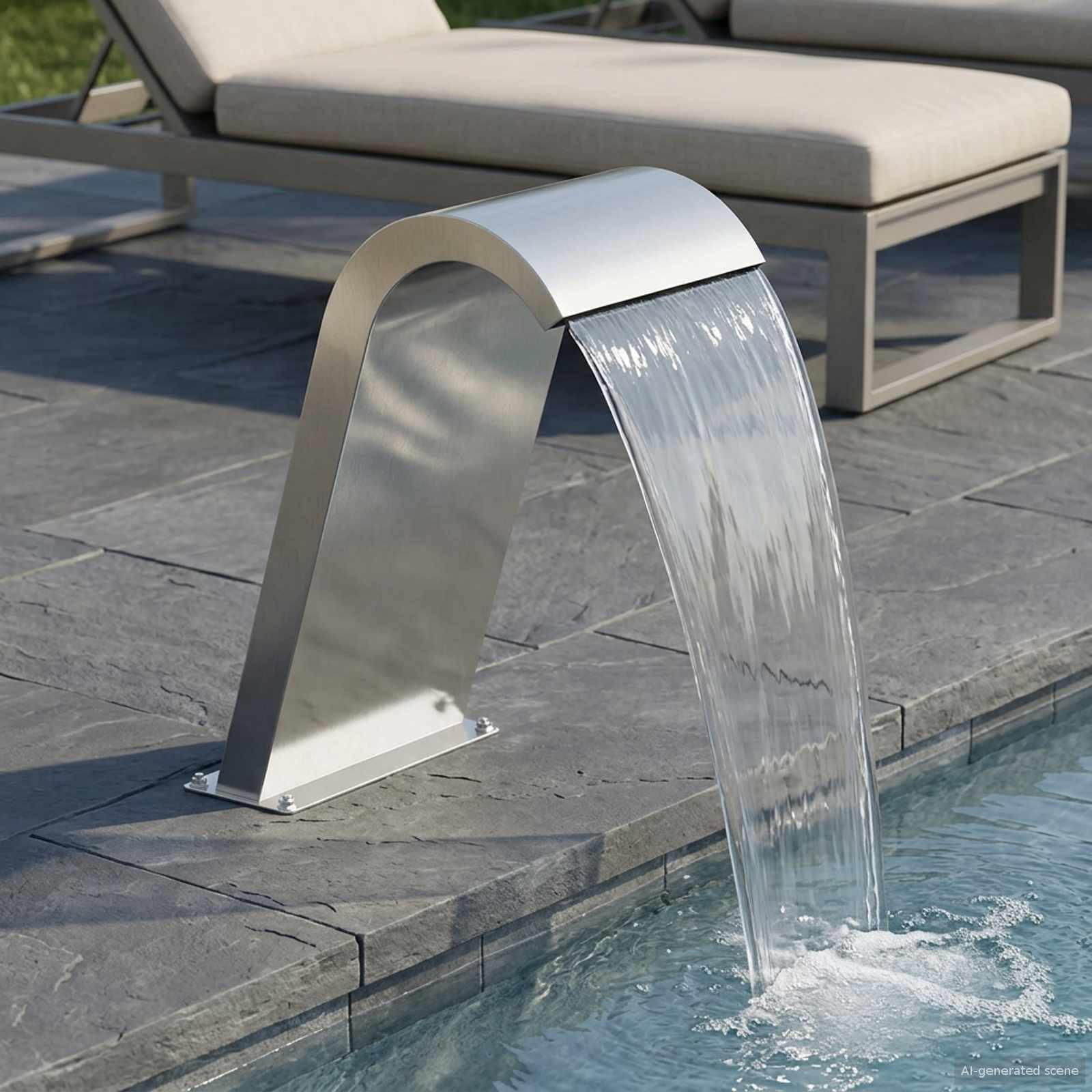 vidaXL Poolbrunnen Silber 47 x 31 x 60 cm Edelstahl