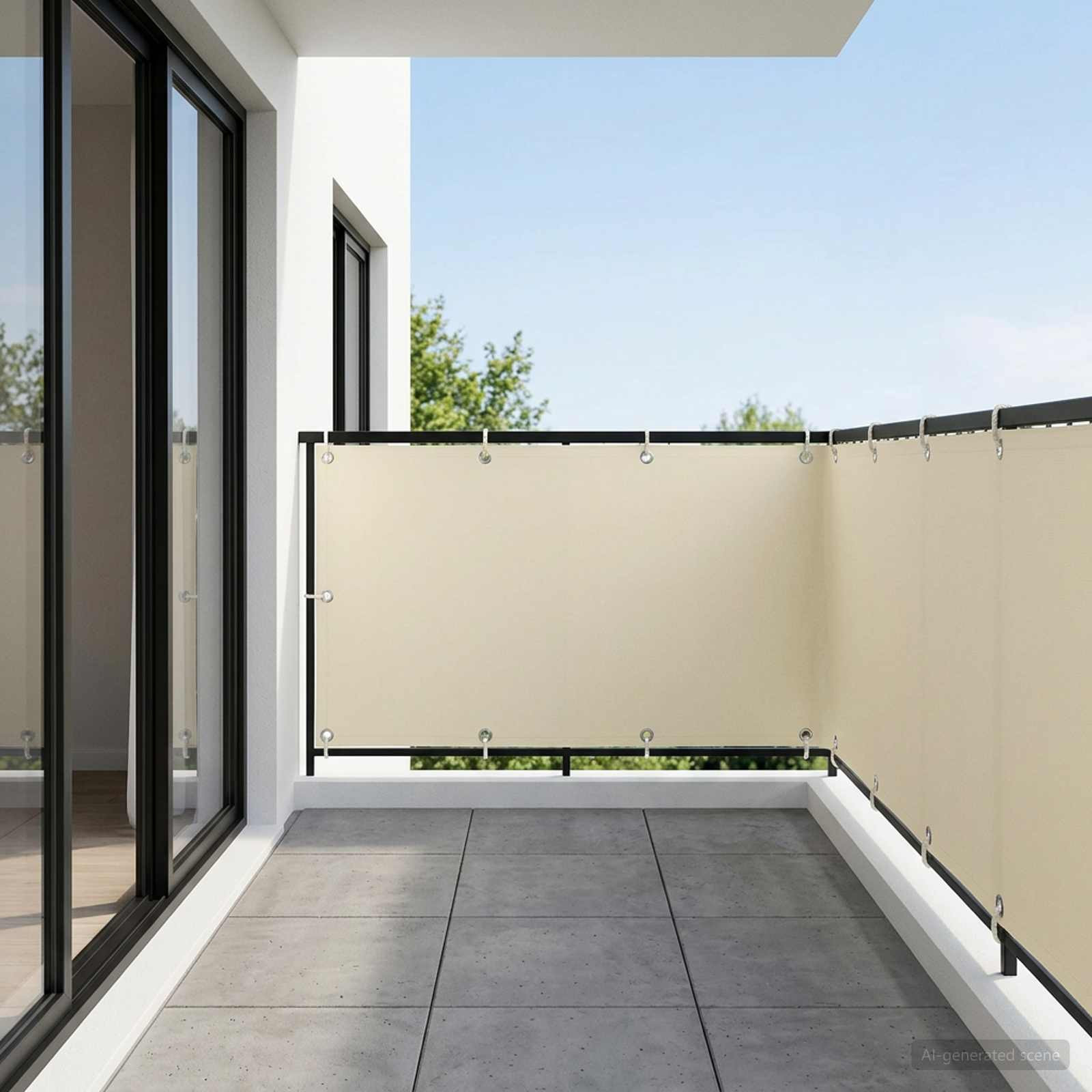 vidaXL Balkon Sichtschutz 1,5 x 15 m Stoff mit PU-Beschichtung Creme