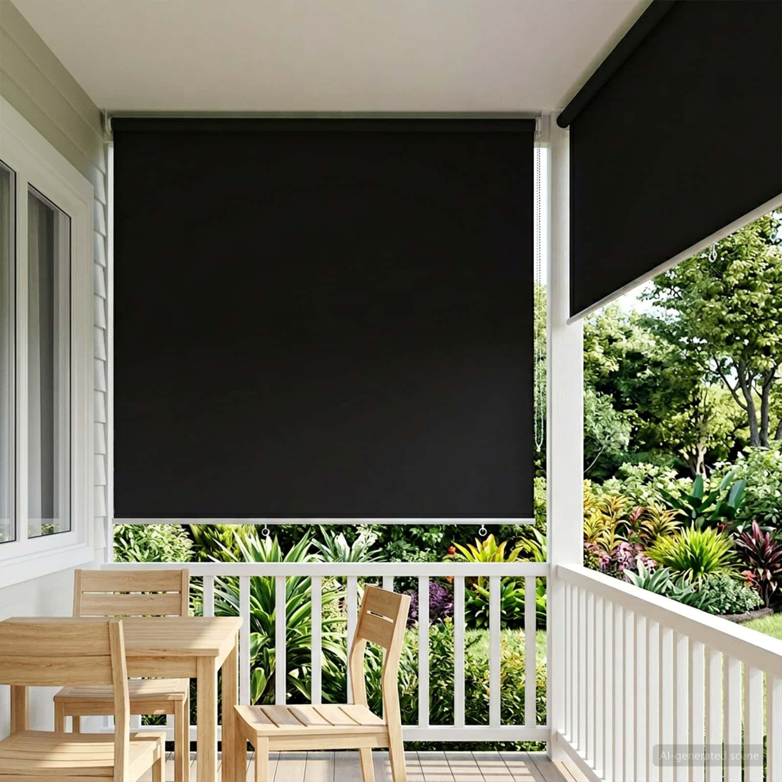 vidaXL Außen-Rollos mit UV-Schutz Schwarz 185 x 230 cm (B x H)