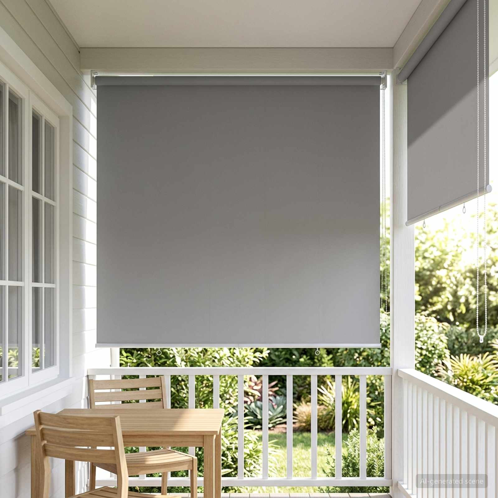 vidaXL Außen-Rollos mit UV-Schutz Hellgrau 145 x 140 cm (B x H)