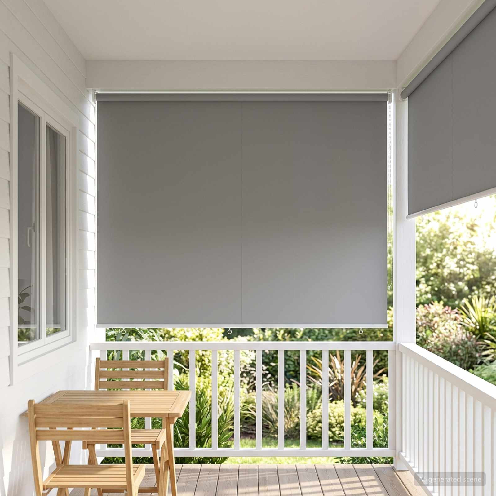 vidaXL Außen-Rollos mit UV-Schutz Hellgrau 205 x 140 cm (B x H)