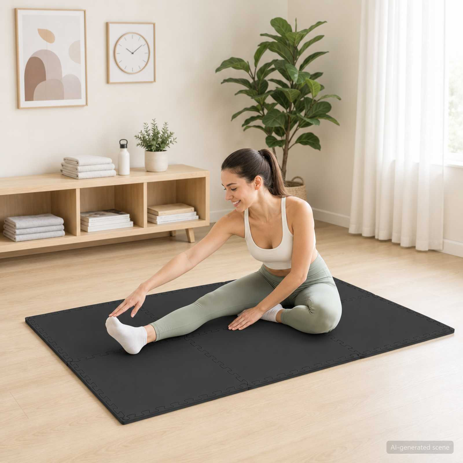 vidaXL Fußmatten 12 pcs Schwarz 4,32 m² EVA-Schaum
