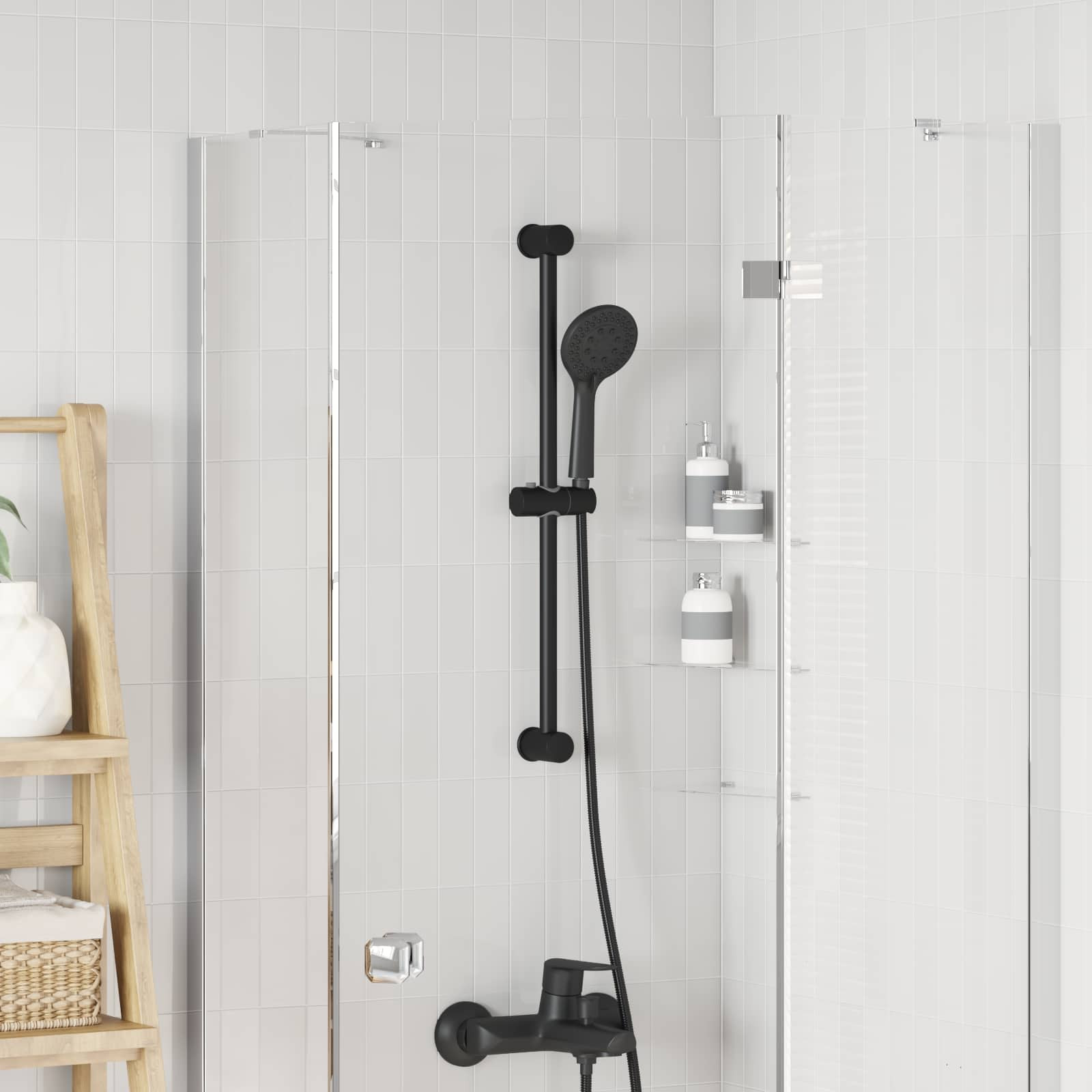 vidaXL Duschkopfhalter Schwarz 70 cm ABS Kunststoff