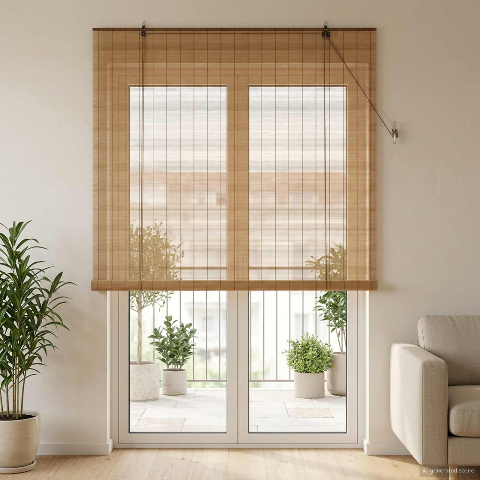 vidaXL Rollo Braun 130 x 220 cm Bambus