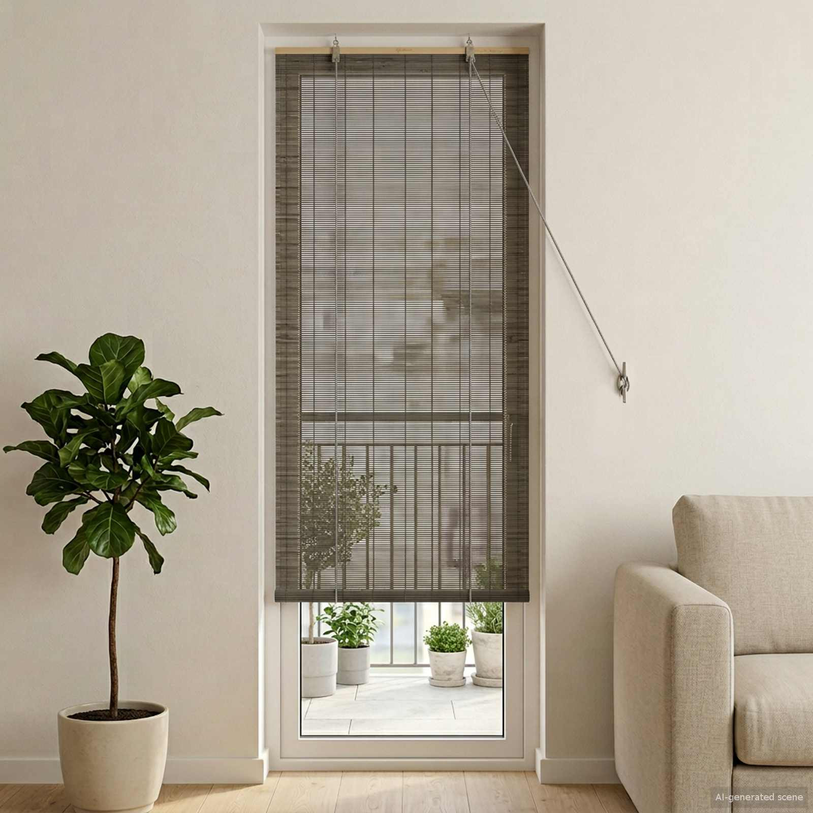 vidaXL Rollo Grau 50 x 220 cm Bambus