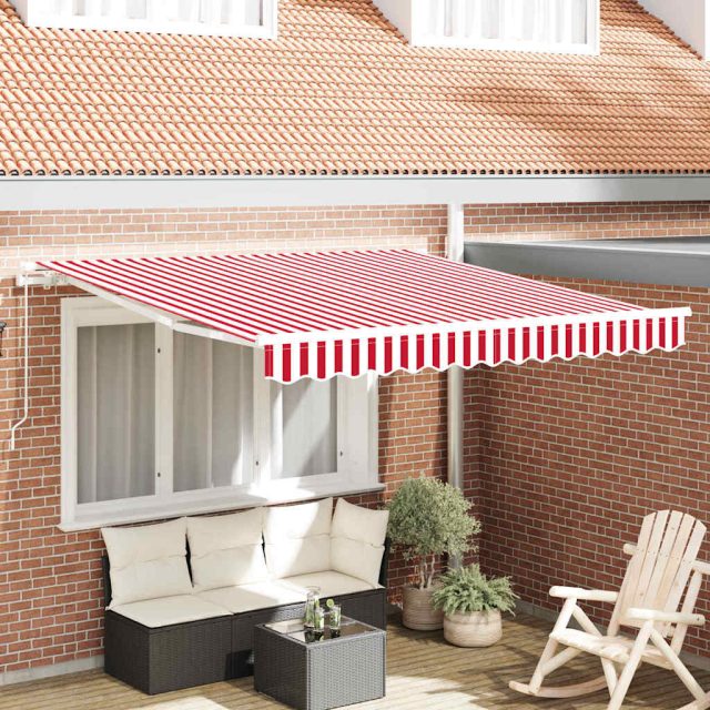 vidaXL Ausziehbare Markise Rot 350 x 250 cm Polyester und Aluminium