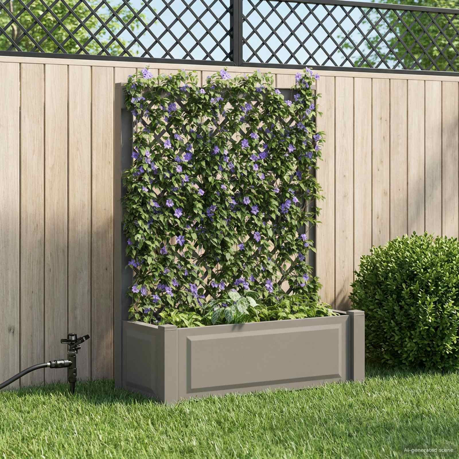 vidaXL Großer Pflanzer mit Rankgitter Grau 99,5 x 43 x 133,5 cm PP