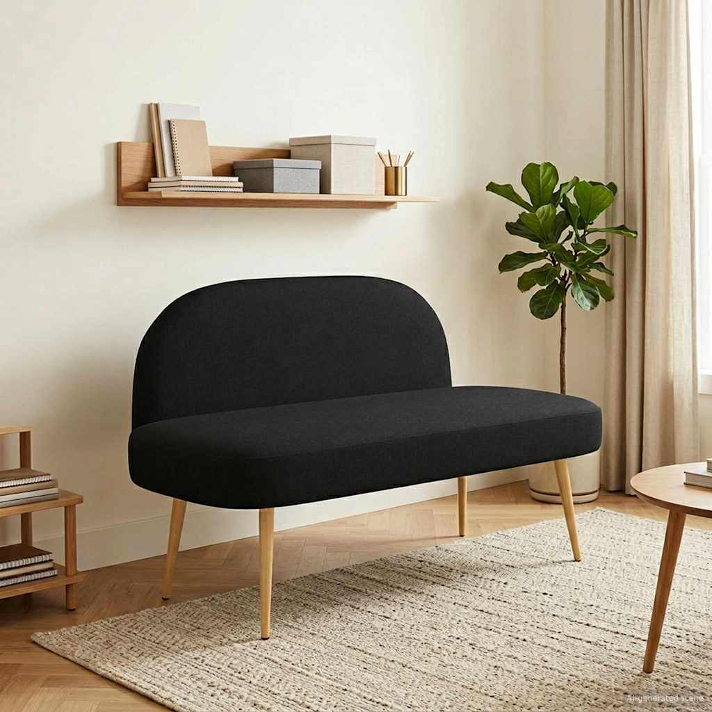 vidaXL Gepolsterte Bank mit Rückenlehne Schwarz 110 x 60 x 76 cm